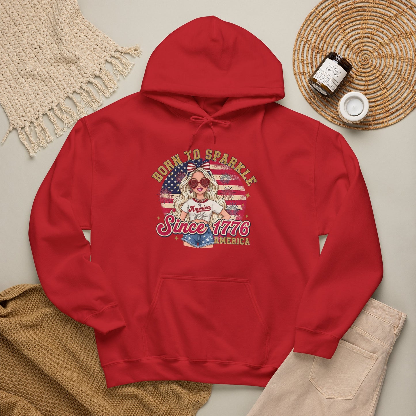 #250 "Born to Sparkle Since 1776" Patriotic Hoodie