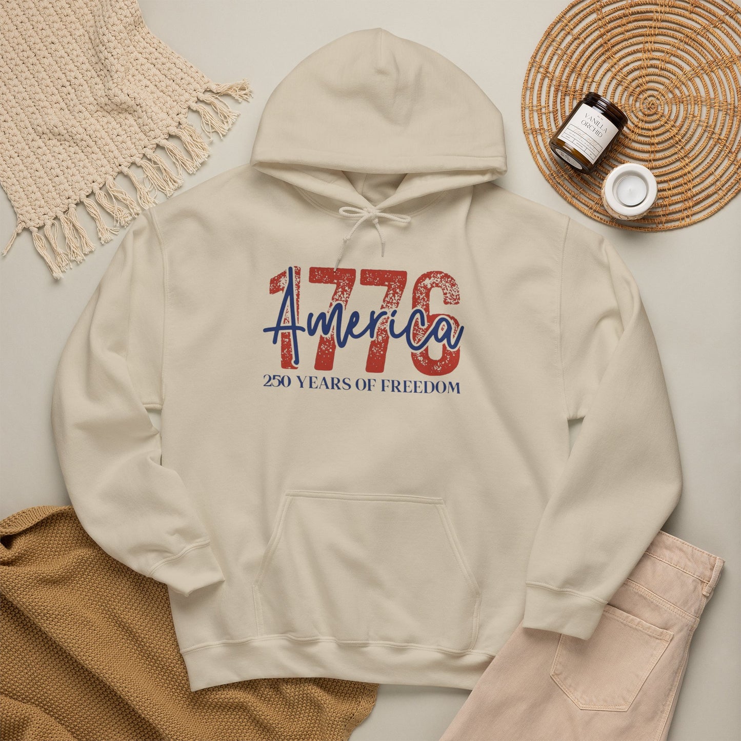 #250 1776 America: 250 Years of Freedom' Patriotic Independence Day Hoodie