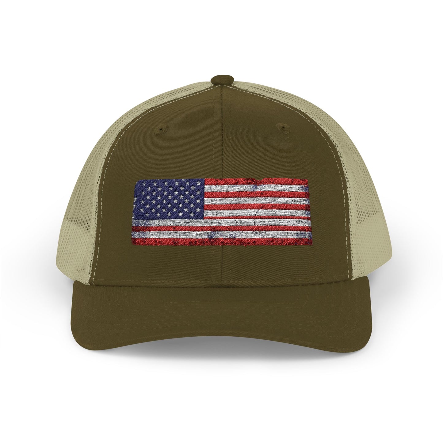#250 Distressed American Flag Snapback Trucker Cap