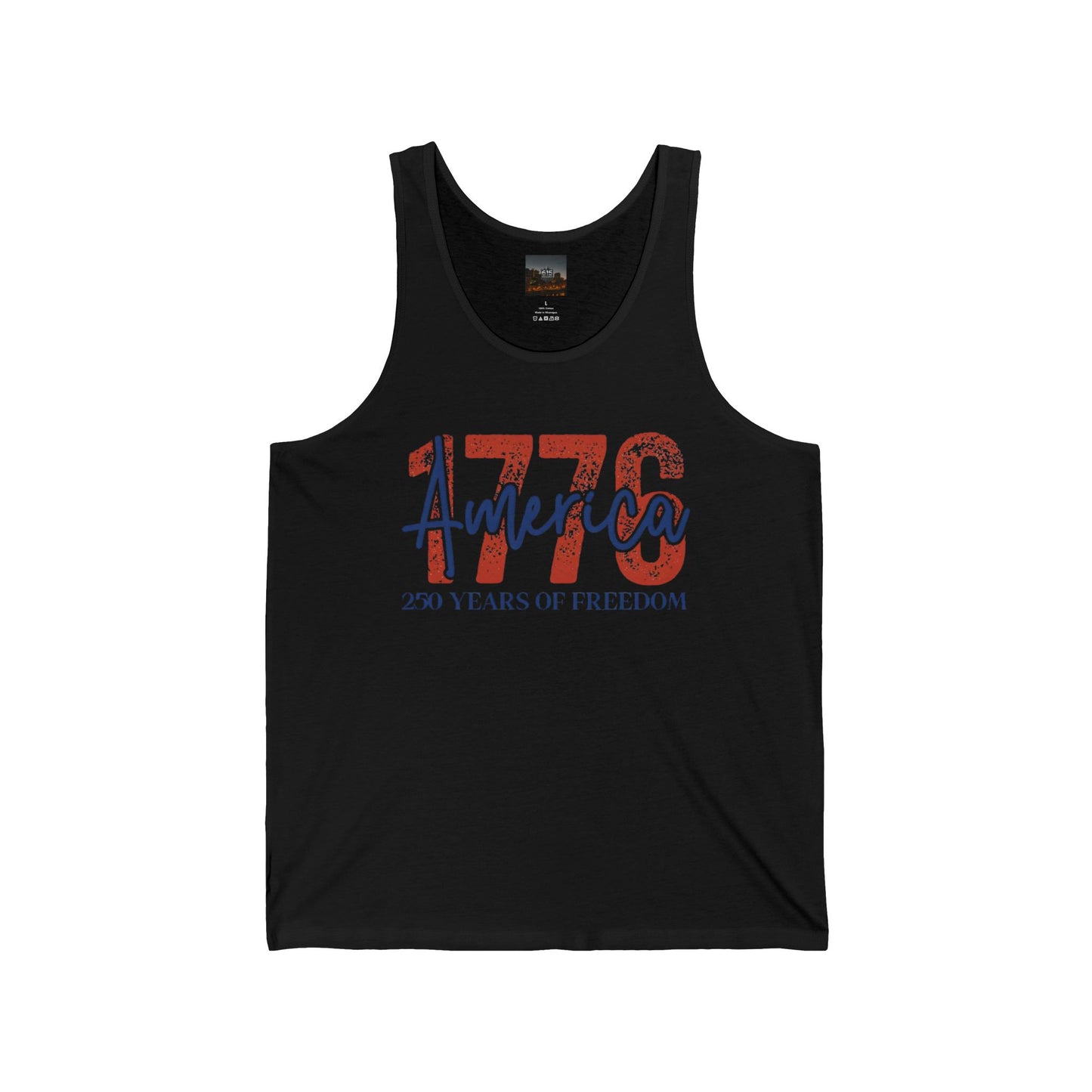 #250 1776 America: 250 Years of Freedom' Patriotic Independence Day Jersey Tank Top