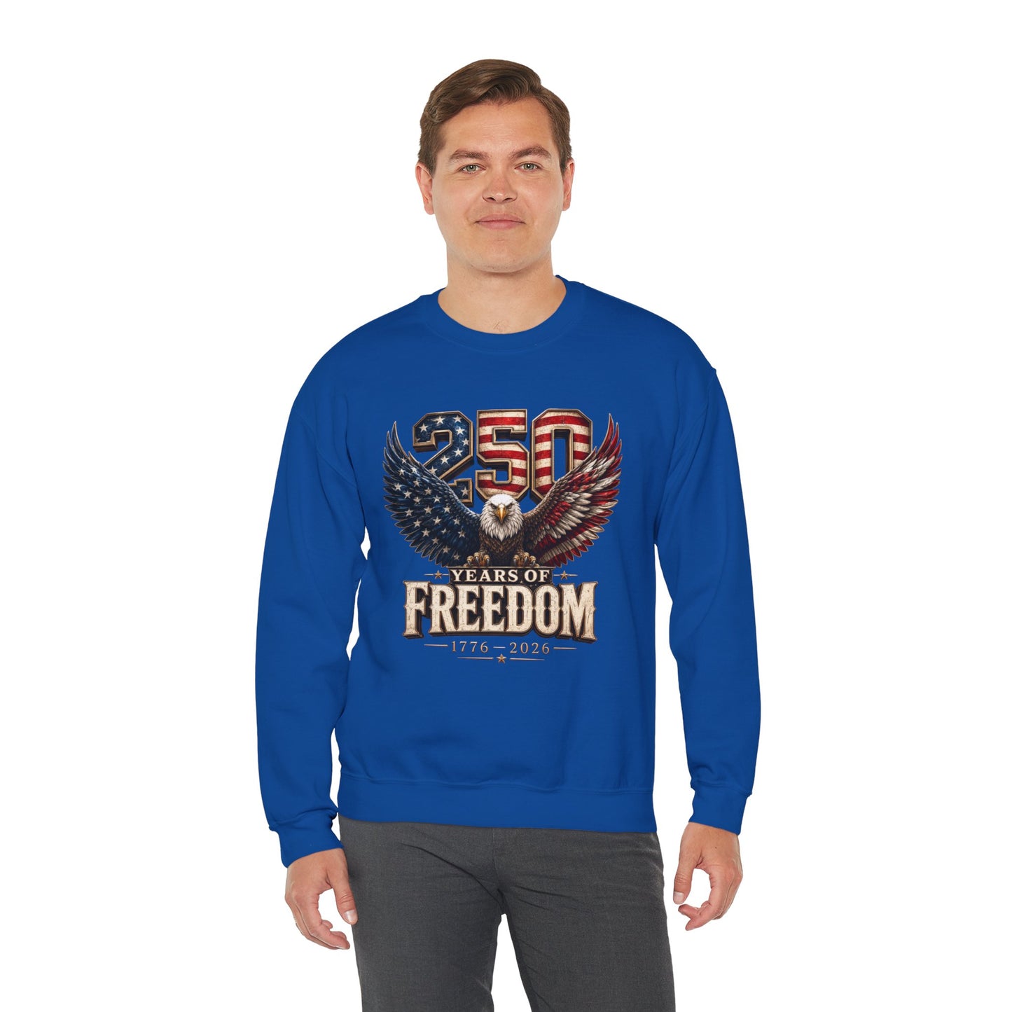 #250 250 Years of Freedom Eagle Patriotic American Flag Anniversary (1776–2026) Crewneck Sweatshirt