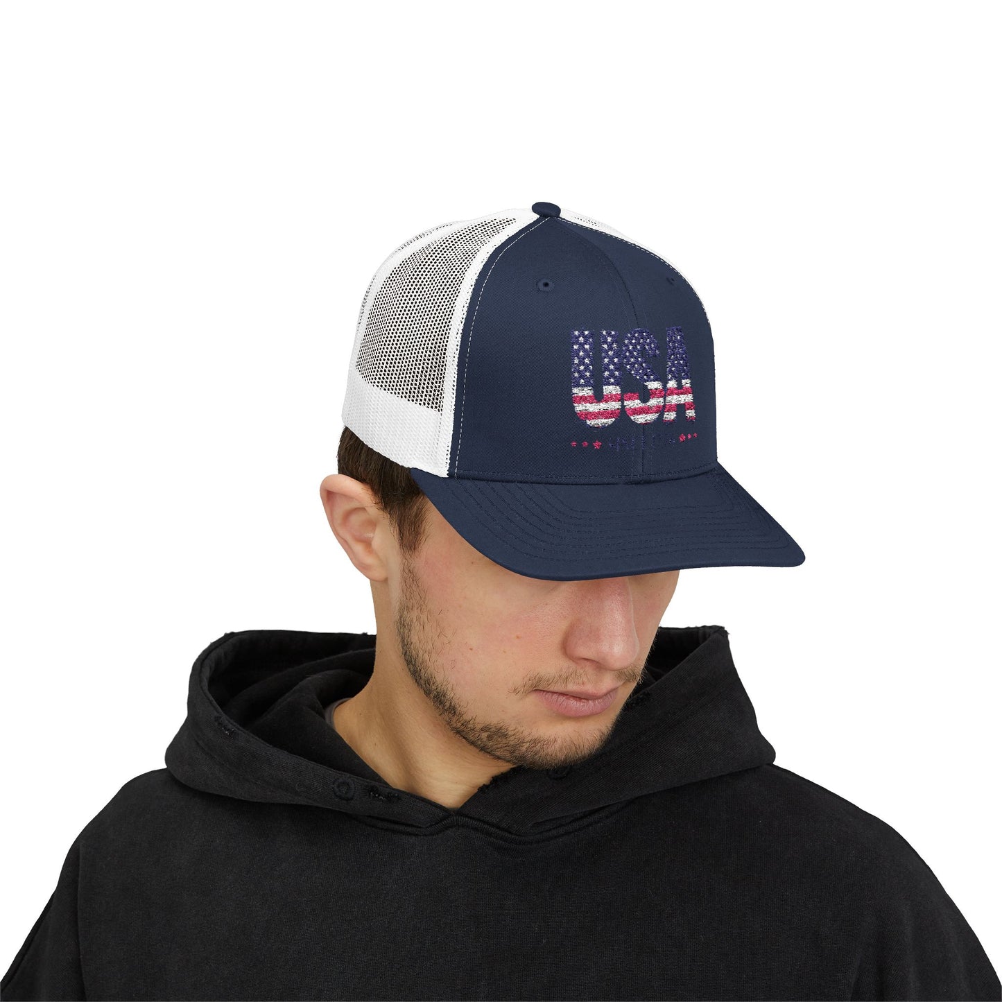 #250 USA Flag "USA Since 1776" Patriotic Snapback Trucker Cap