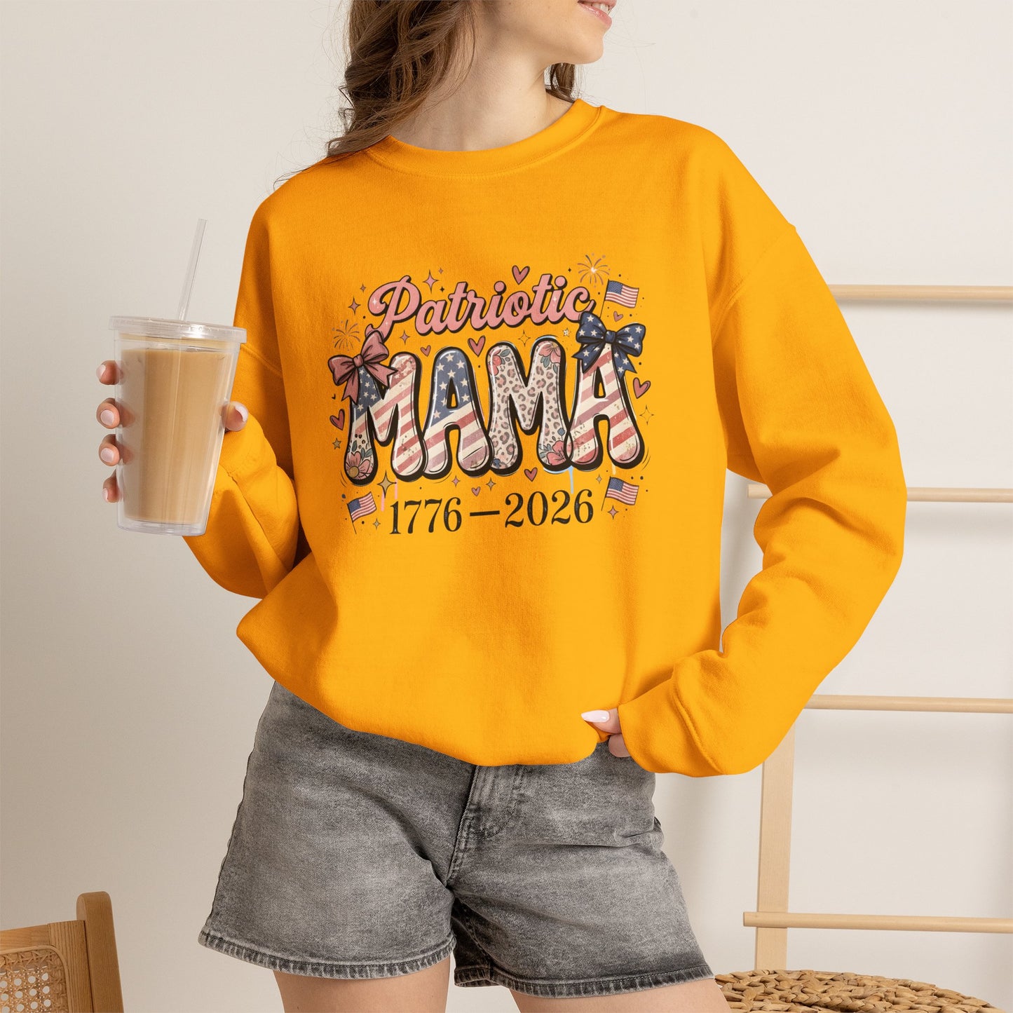 #250 Patriotic Mama 1776–2026 American Flag Sweatshirt