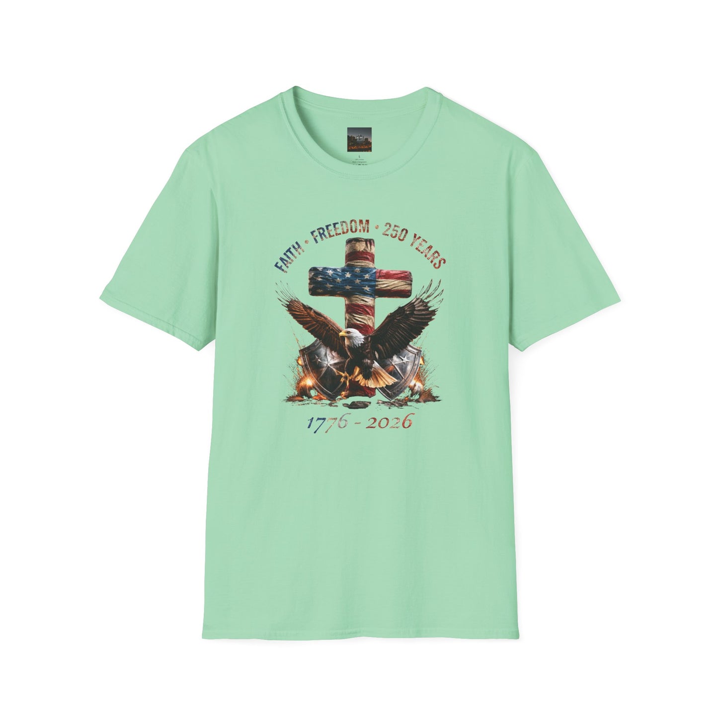 #250 Faith • Freedom 250 Years American Flag Cross & Eagle 1776-2026 T-Shirt