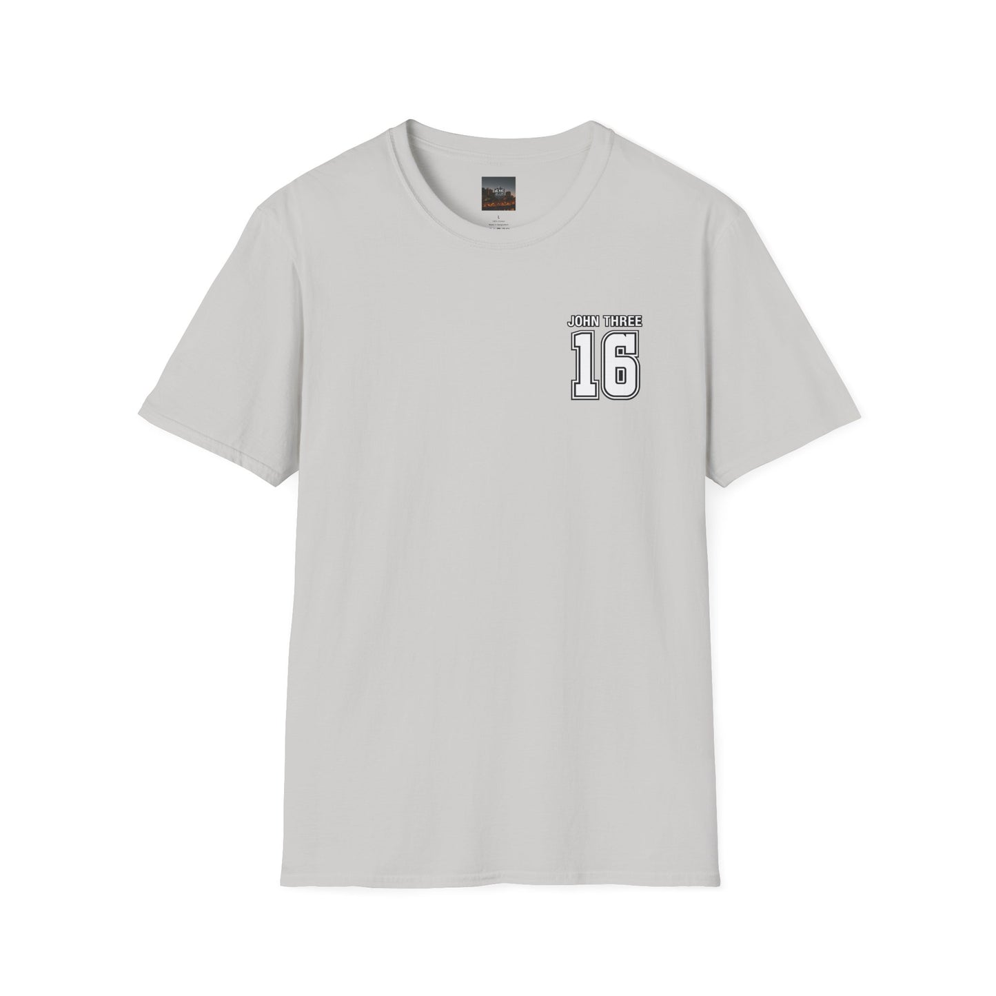 John Three 16 Chest and Back Jersey Print with Scripture Tee