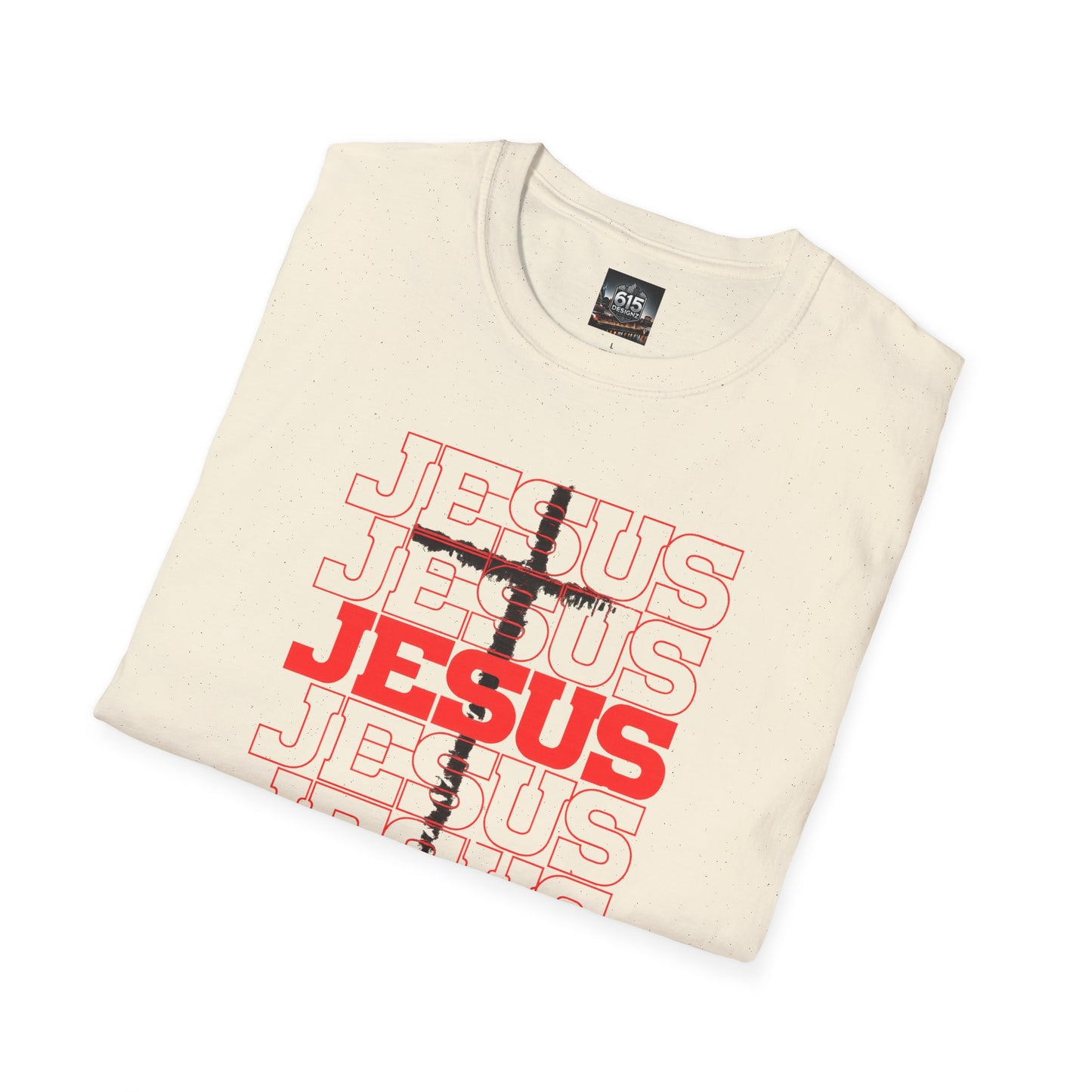 Jesus Cross Red Text Black Cross Graphic T-Shirt — Religious Faith Tee