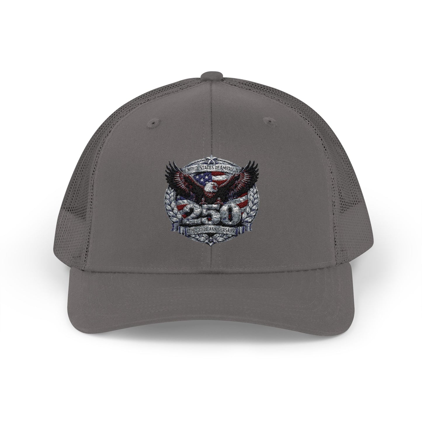 #250 Patriotic Bald Eagle 250 United States Emblem Snapback Trucker Cap