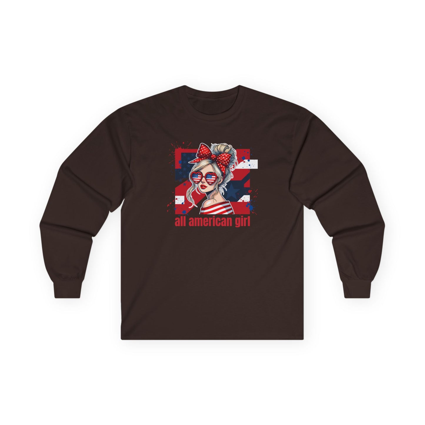 #250 All American Girl Patriotic Long Sleeve Tee