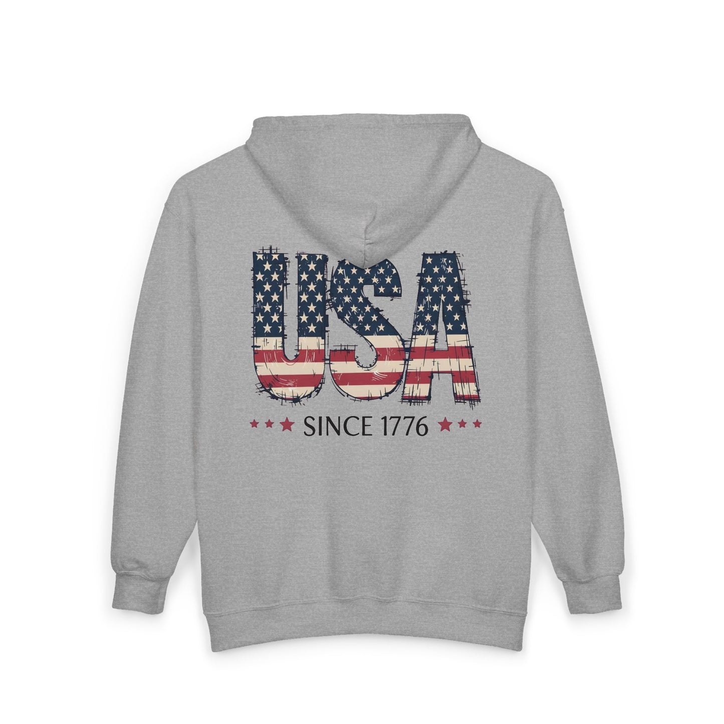 #250 USA Flag "USA Since 1776" Patriotic Zip Hoodie