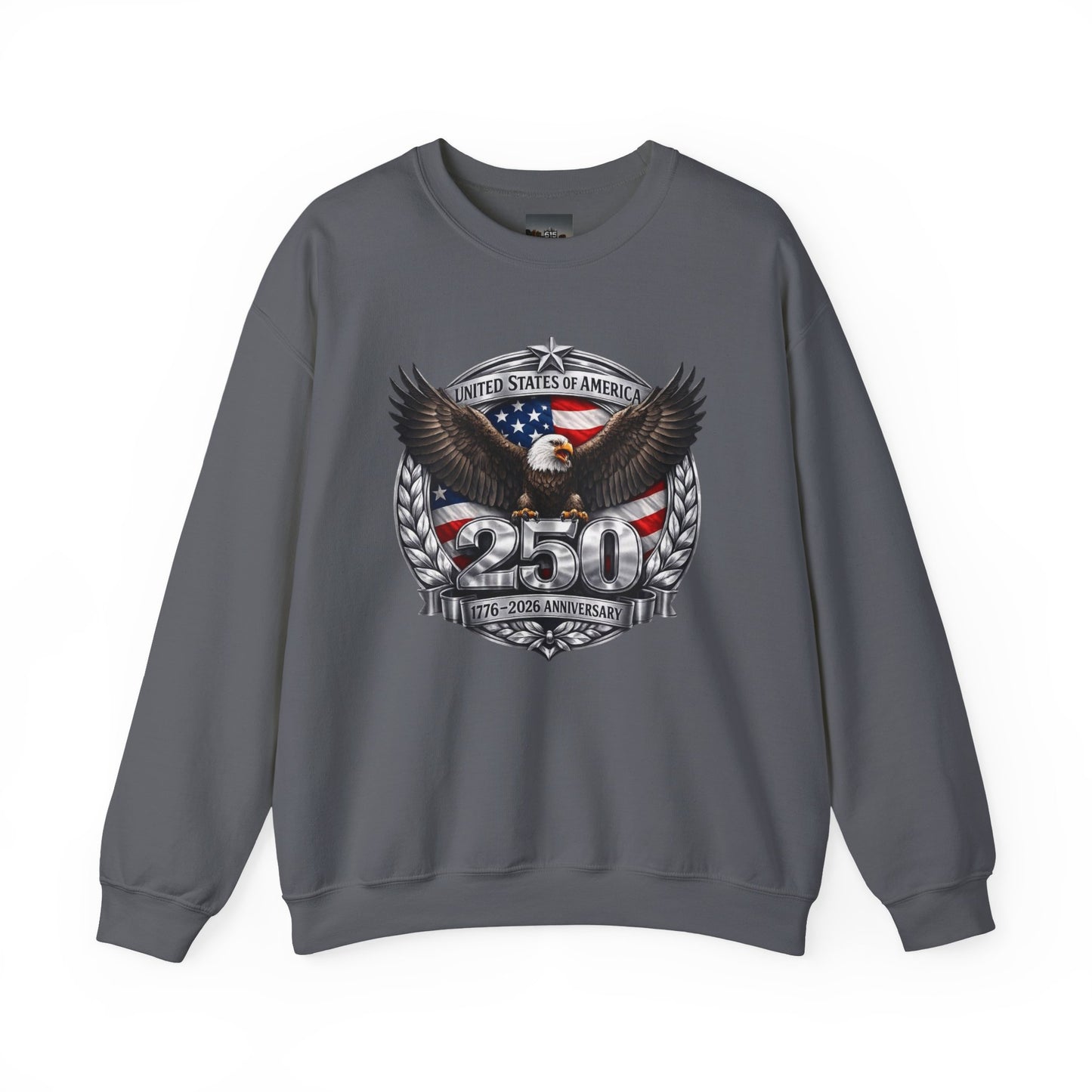 #250 Patriotic Bald Eagle 250 United States Emblem Crewneck Sweatshirt