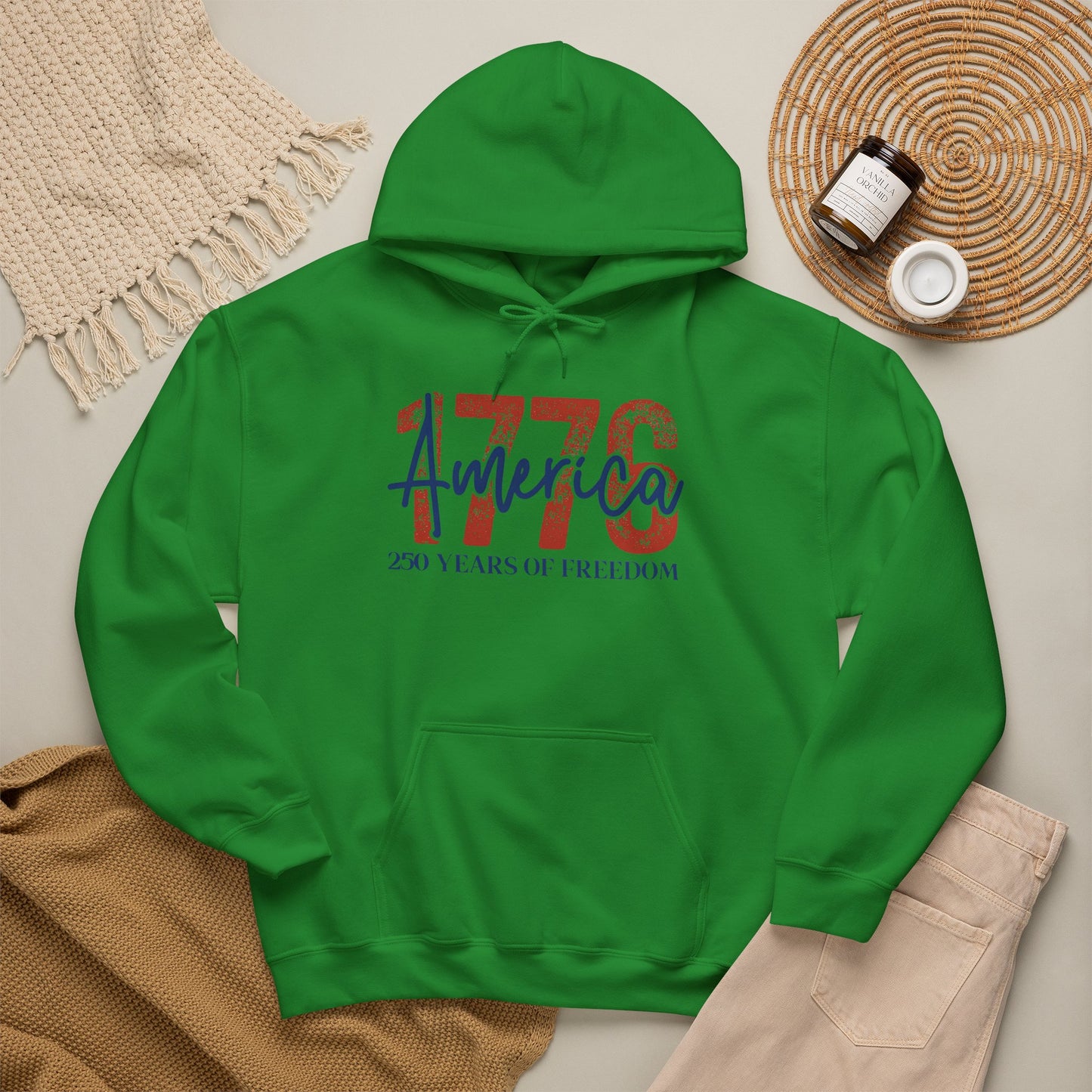 #250 1776 America: 250 Years of Freedom' Patriotic Independence Day Hoodie