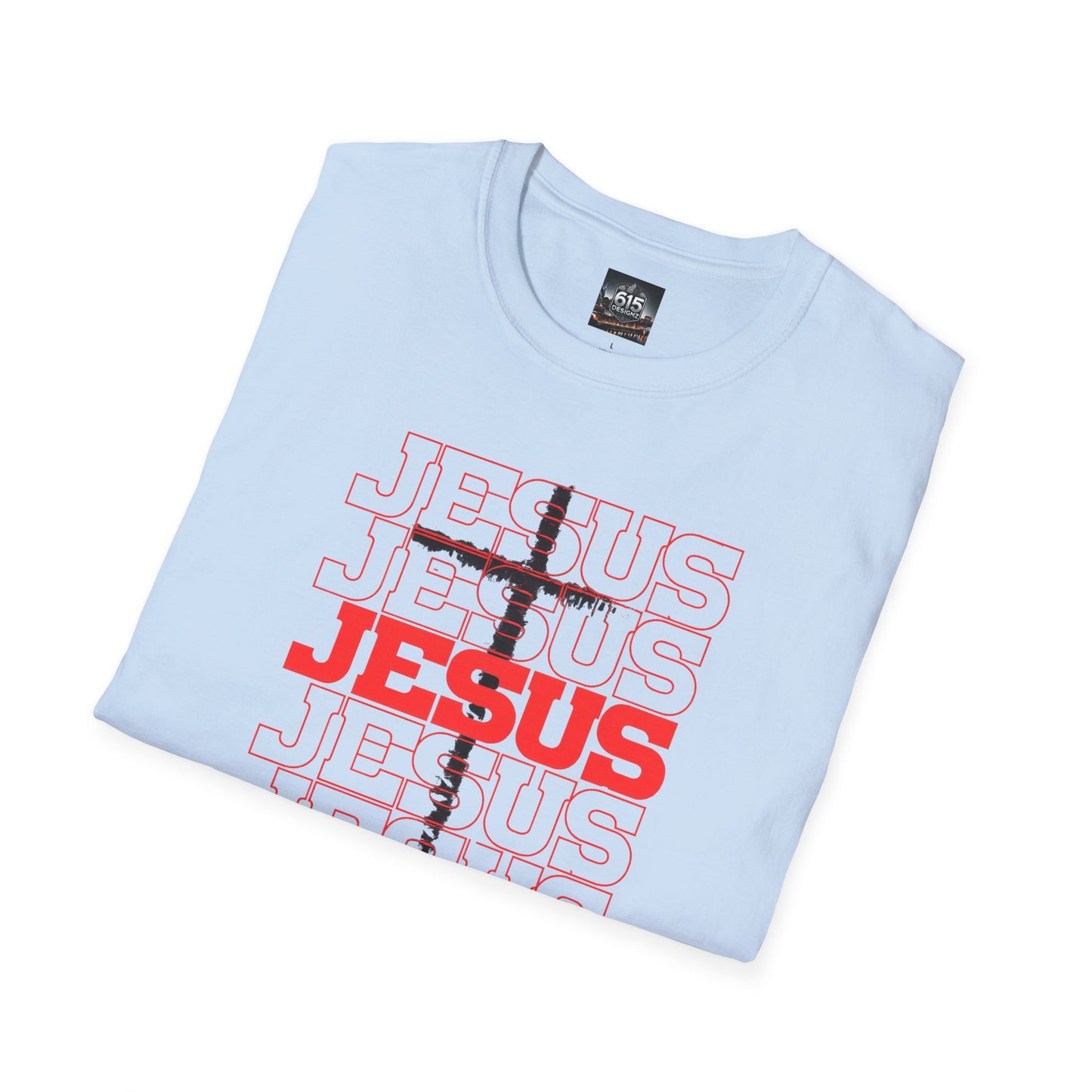 Jesus Cross Red Text Black Cross Graphic T-Shirt — Religious Faith Tee