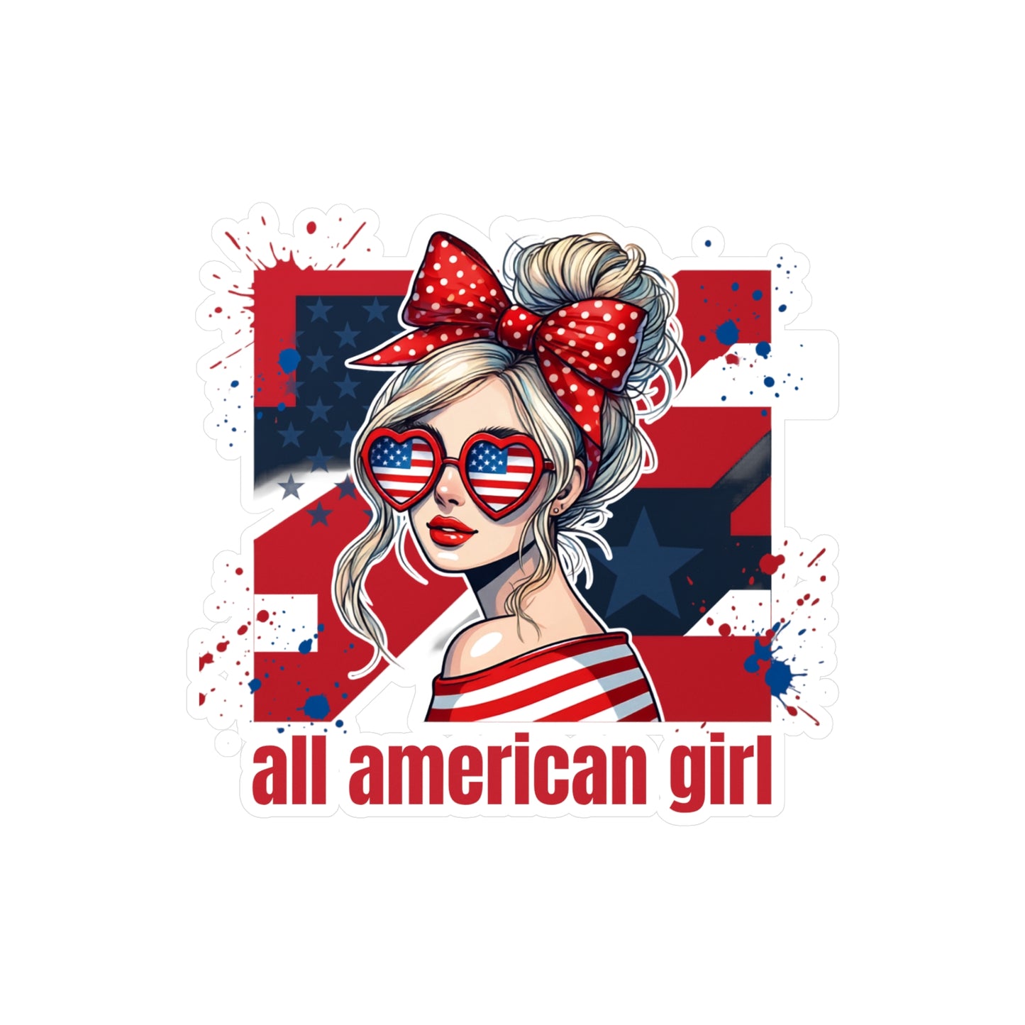 #250 All American Girl Patriotic Vinyl Sticker Kiss-Cut Decal (Fourth of July)