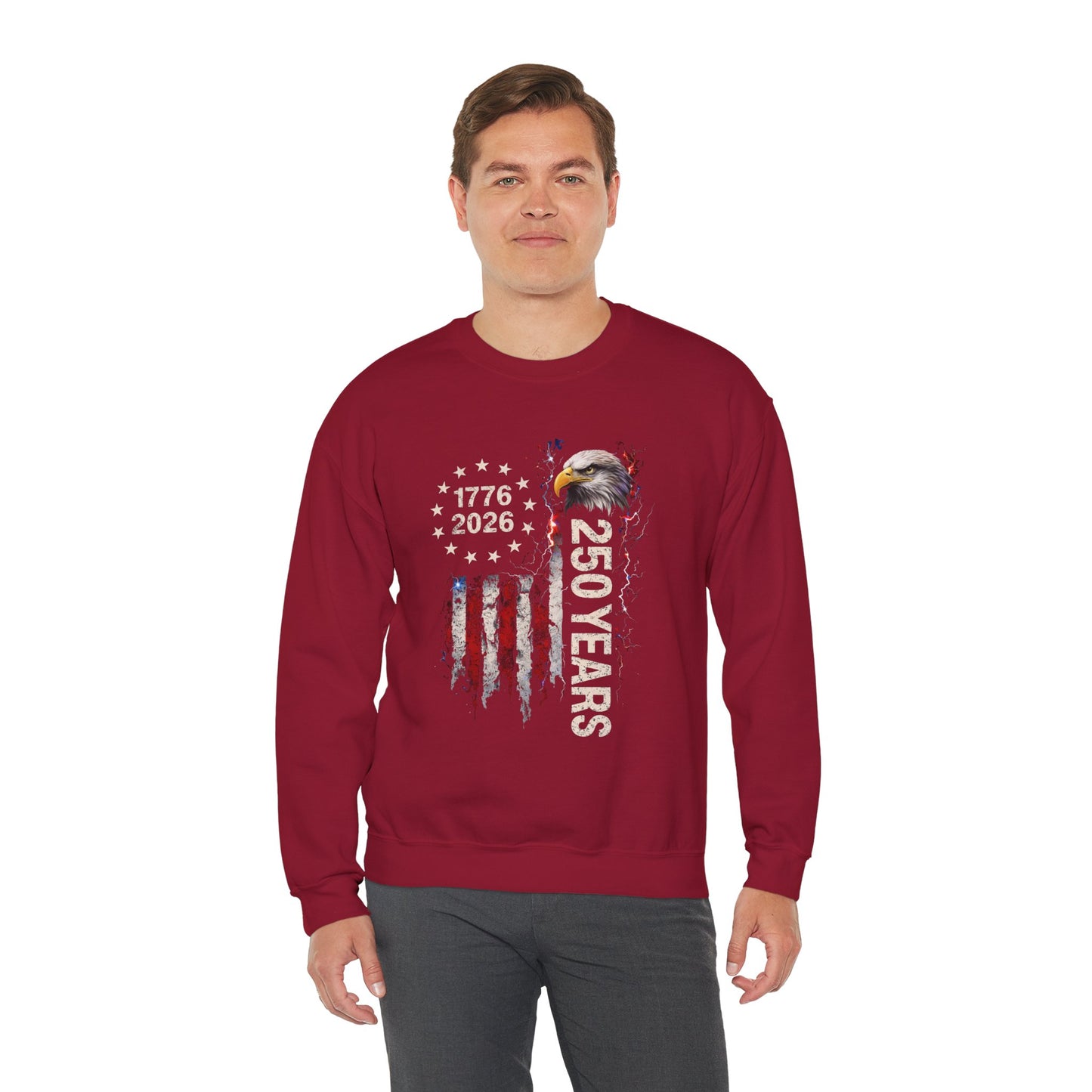 #250 1776-2026 250 Years USA Bicentennial Eagle Crewneck Sweatshirt