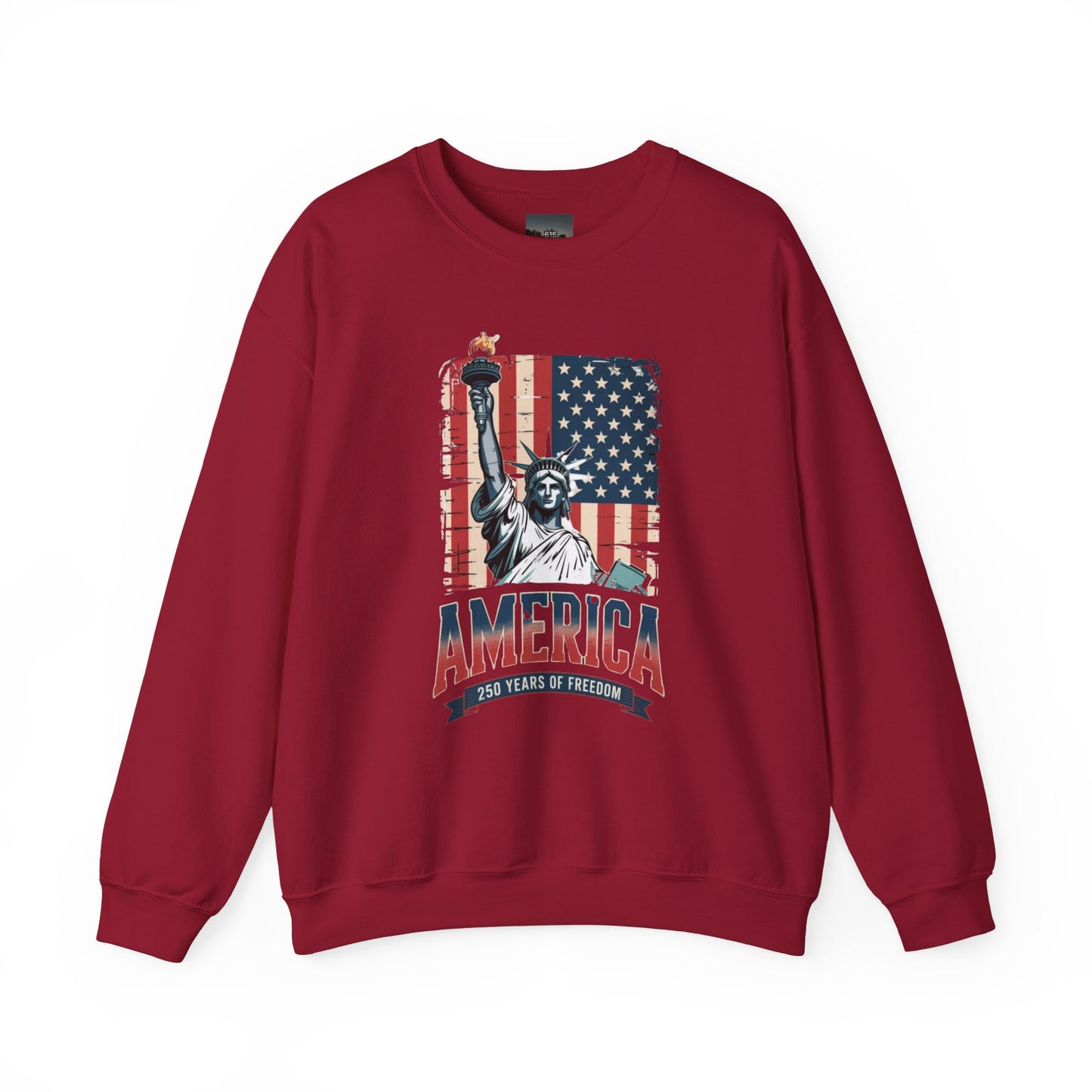 #250 Statue of Liberty American Flag 'America' Patriotic Independence Day Crewneck Sweatshirt