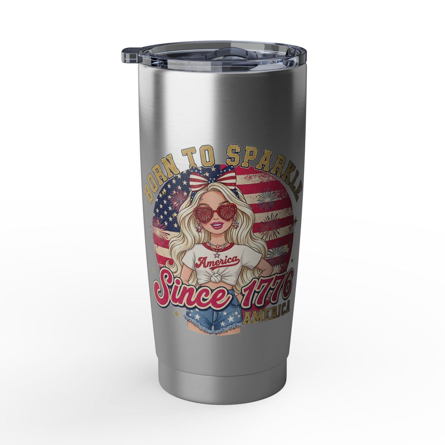 #250 "Born to Sparkle Since 1776" Patriotic 20oz Stainless Travel Tumbler 'Vagabond'