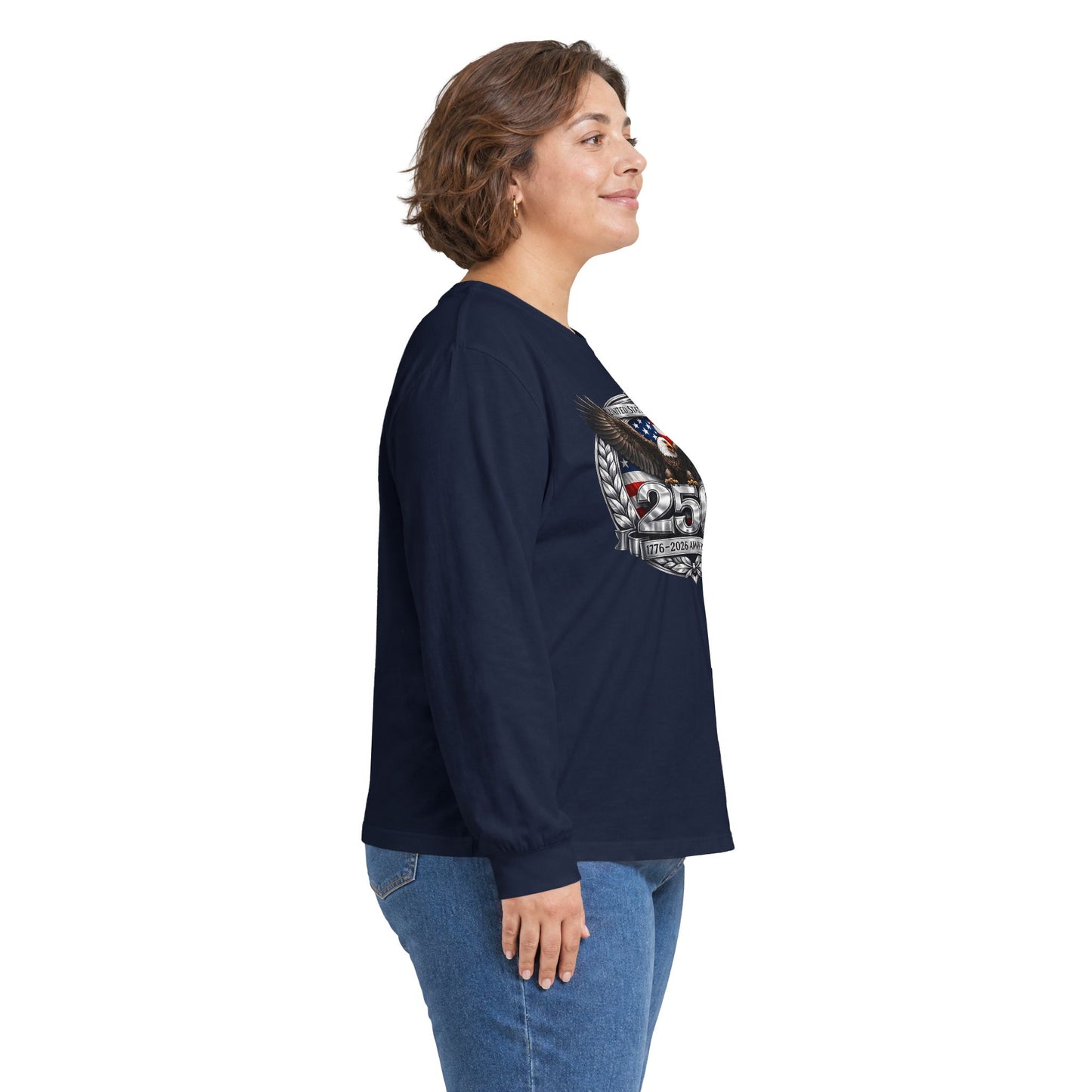 #250 Patriotic Bald Eagle 250 United States Emblem Long Sleeve Tee