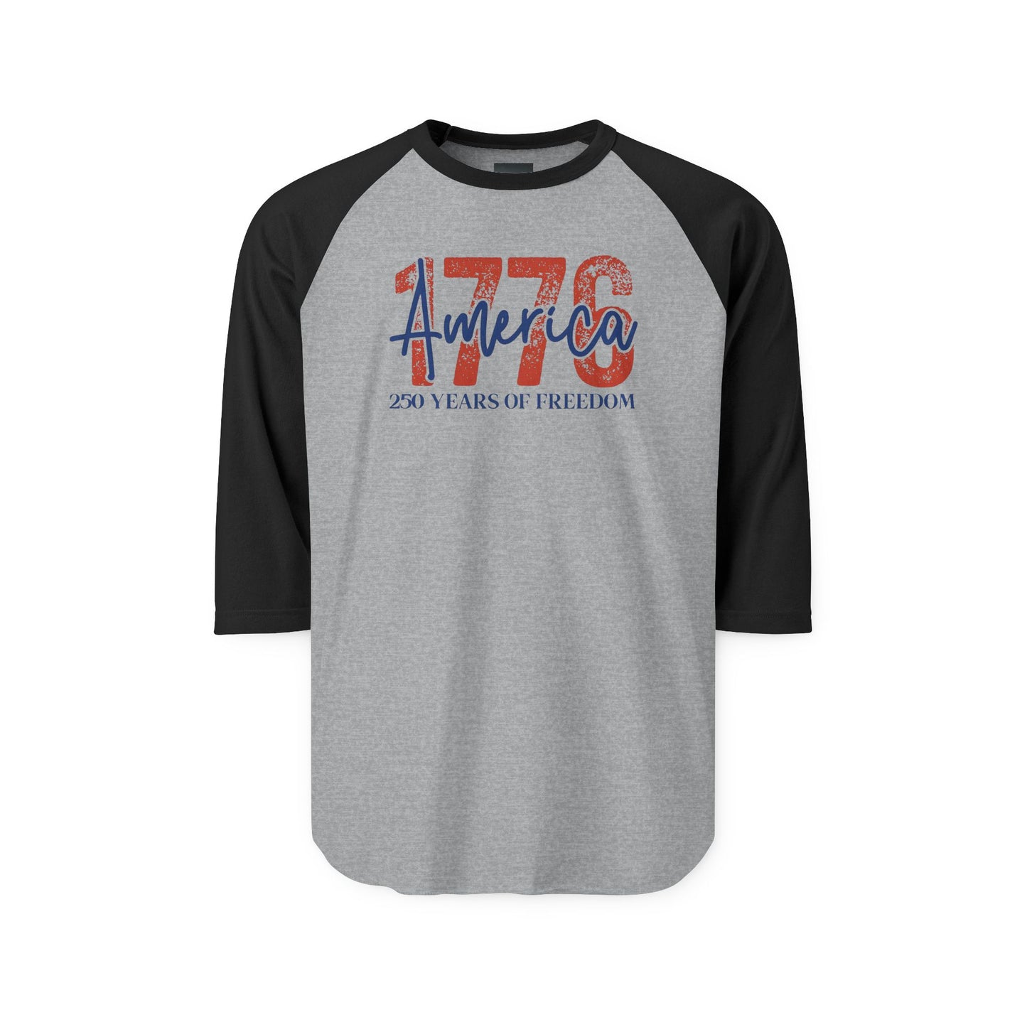 #250 1776 America: 250 Years of Freedom' Patriotic Independence Day Raglan Shirt Baseball Tee