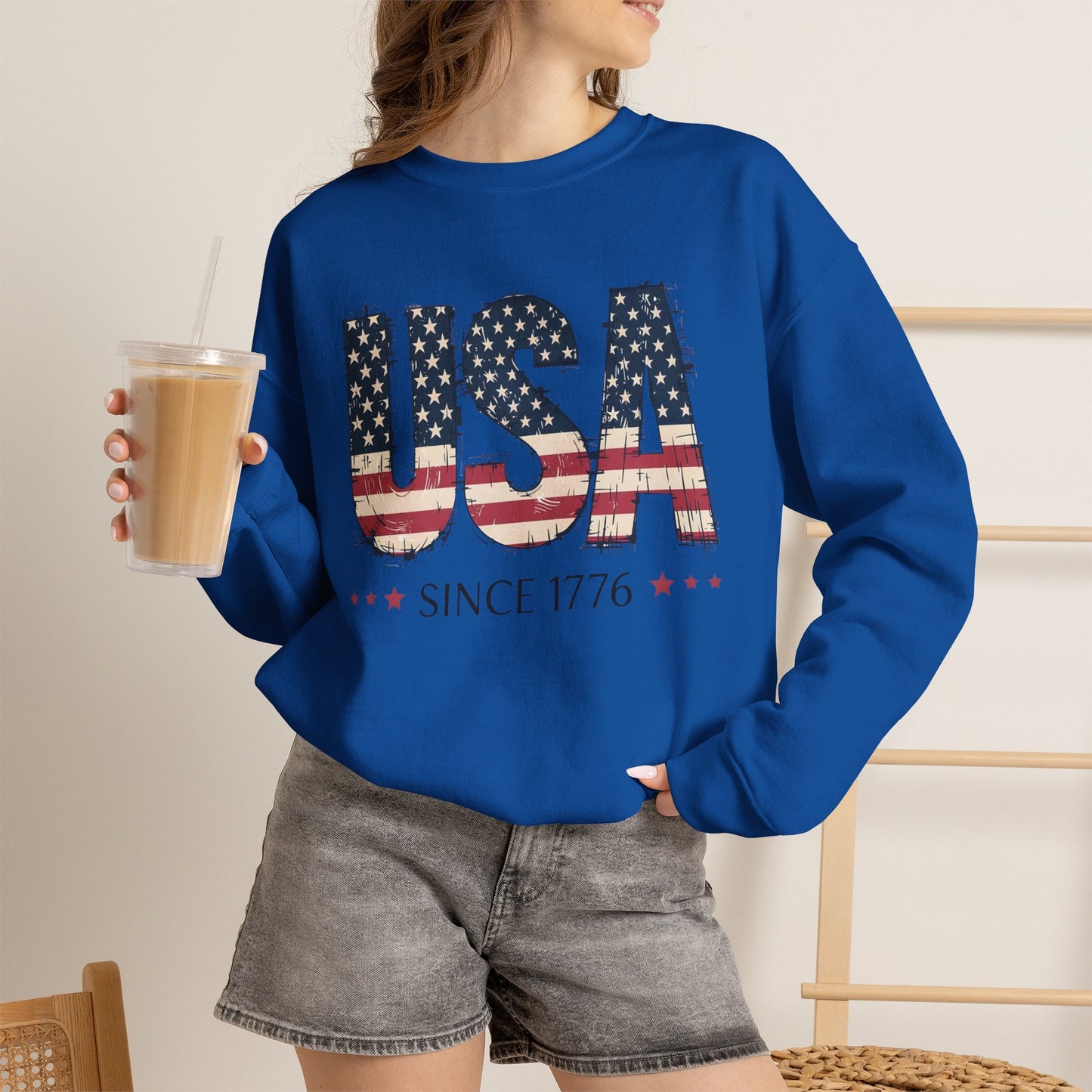#250 USA Flag "USA Since 1776" Patriotic Crewneck Sweatshirt