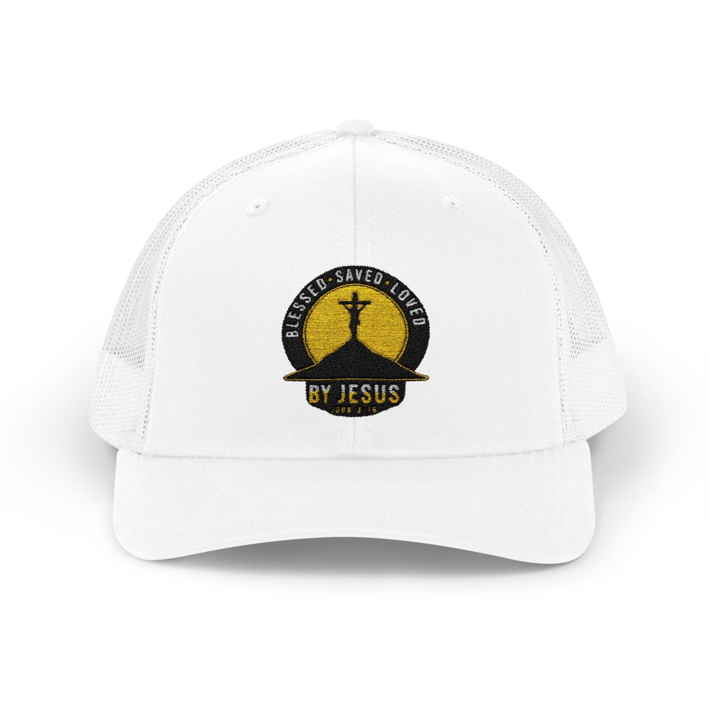 Blessed • Saved • Loved by Jesus Christian Trucker Cap - Embroidered Snapback