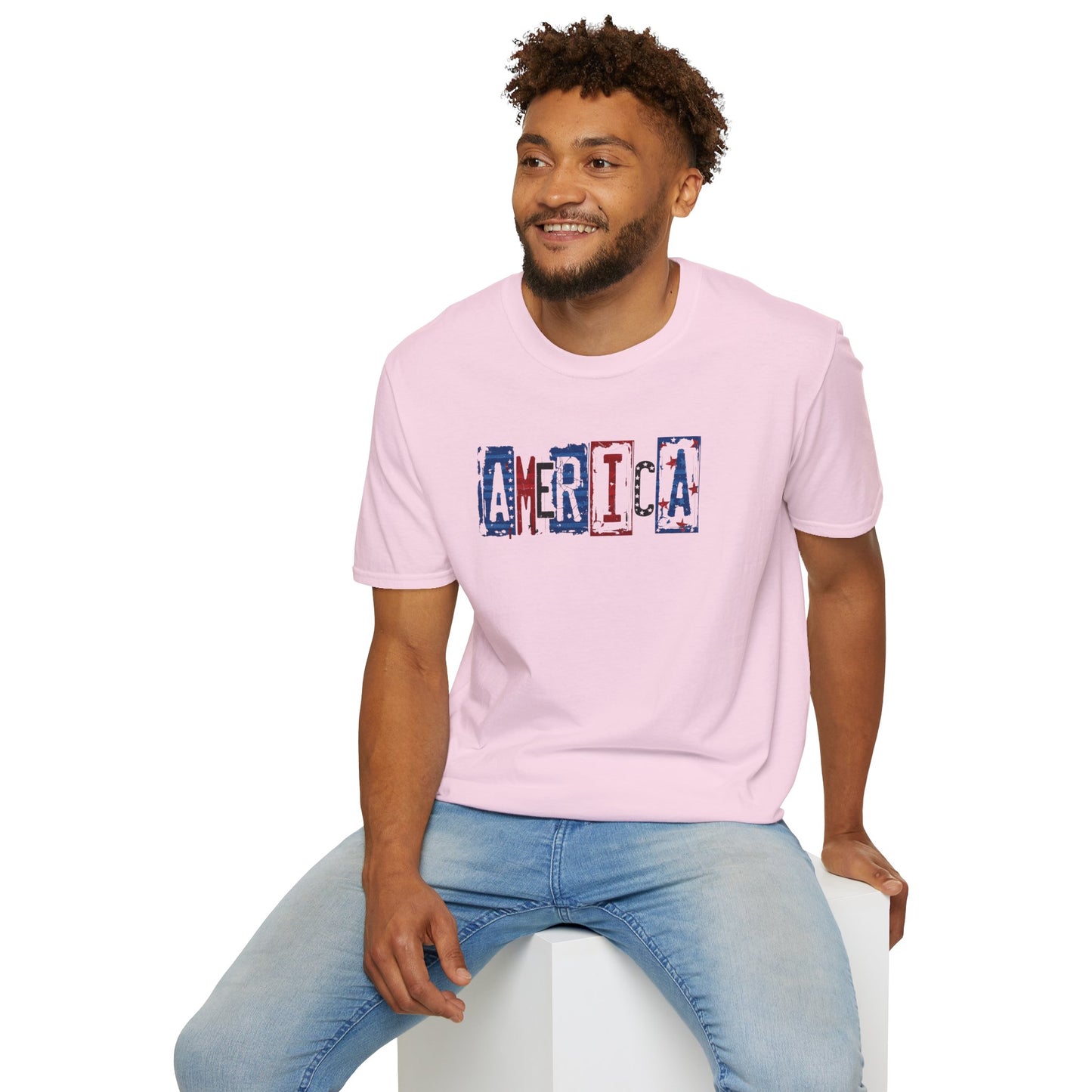 #250 America Retro Block Text Patriotic T-Shirt