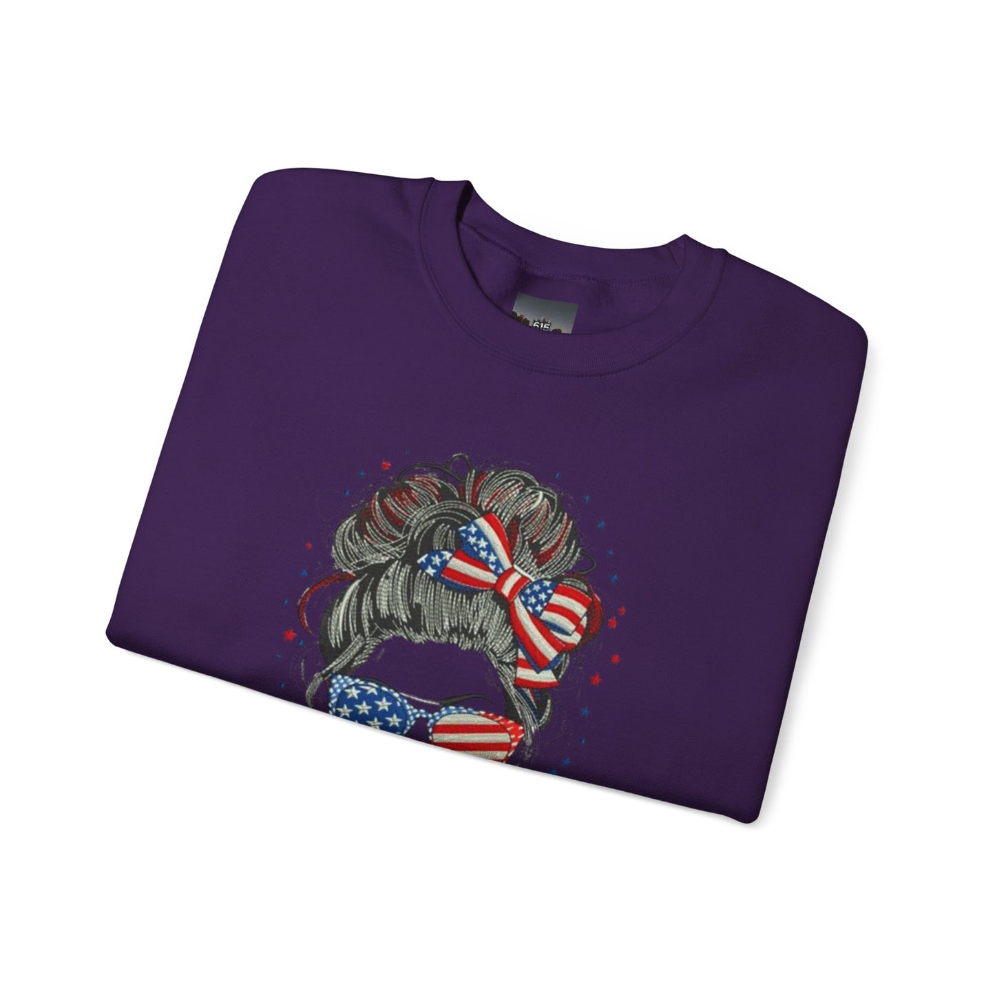 #250 "All American Girl" Patriotic Messy Bun Sweatshirt