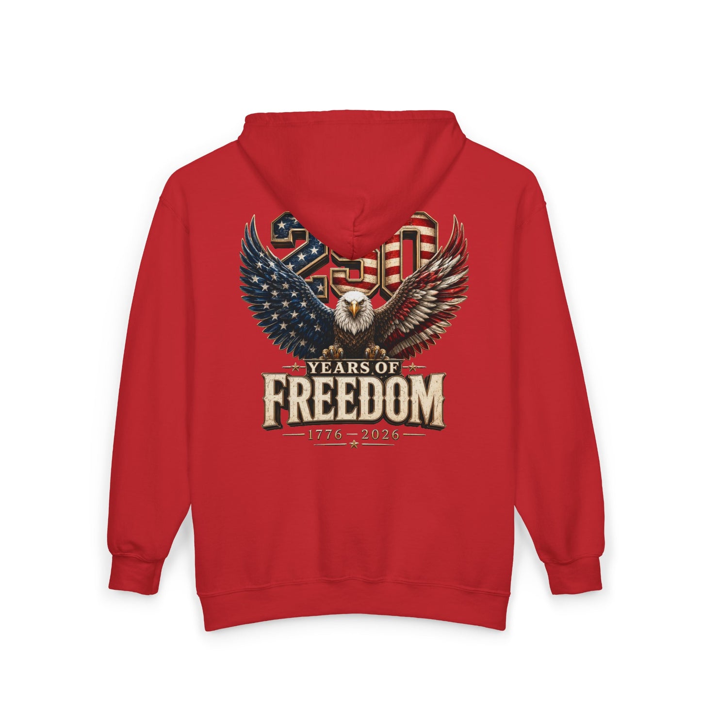 #250 250 Years of Freedom Eagle Patriotic American Flag Anniversary (1776–2026) Zip Hoodie