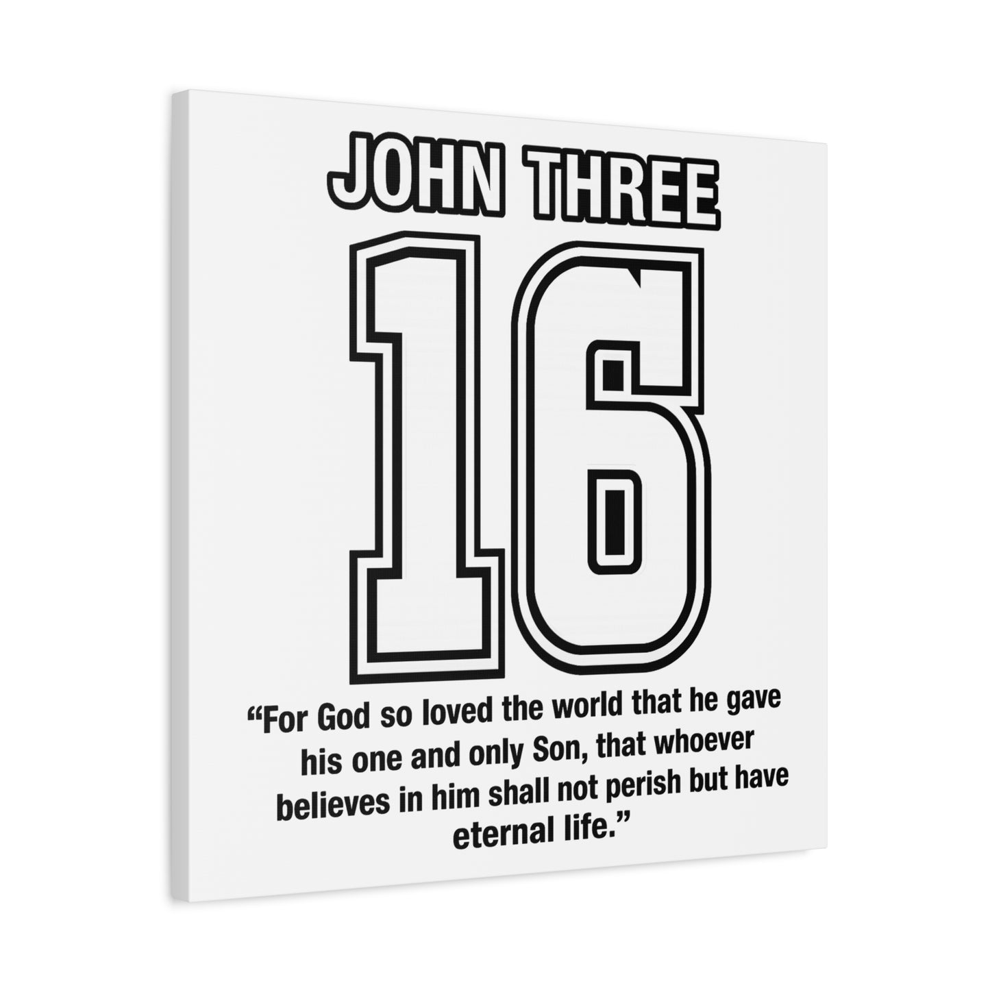 John Three 16 Numbered with Scripture Canvas Print - 'John Three 16' with Bible Verse (John 3:16)