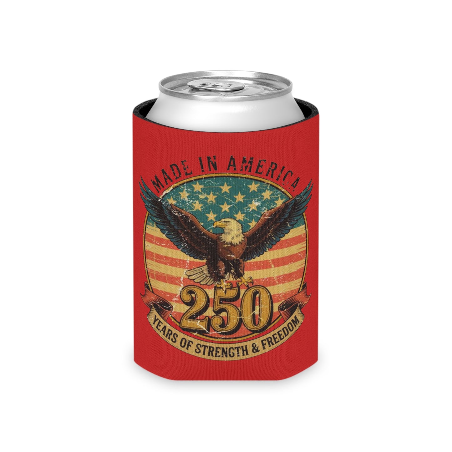 #250 Made in America Eagle 250th Anniversary Patriotic Can Cooler - Beverage Koozie
