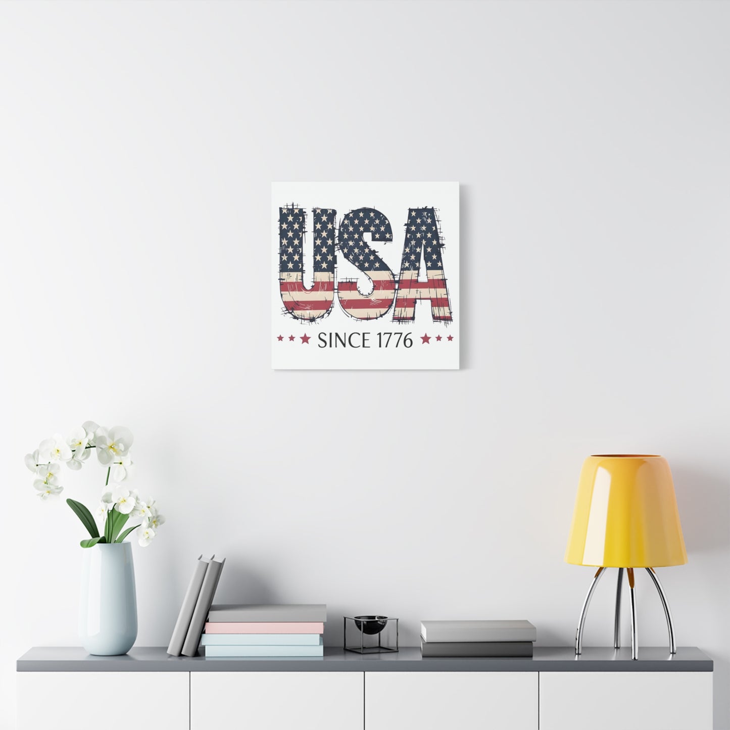 #250 USA Flag "USA Since 1776" Patriotic Matte Canvas Wall Art