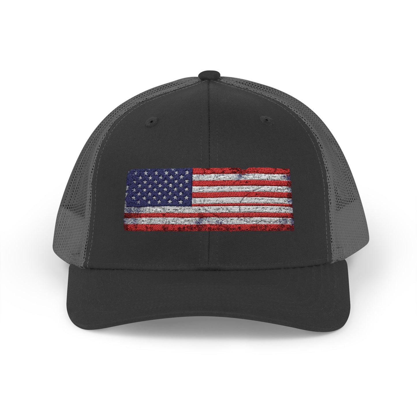 #250 Distressed American Flag Snapback Trucker Cap