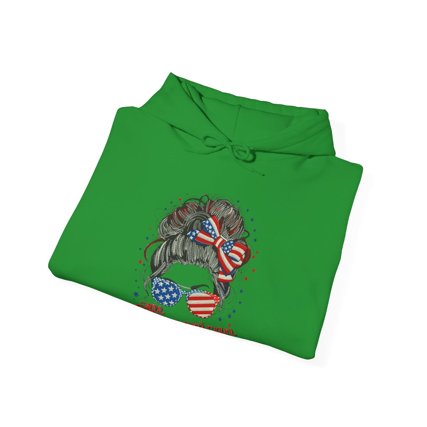 #250 "All American Girl" Patriotic Messy Bun Hoodie