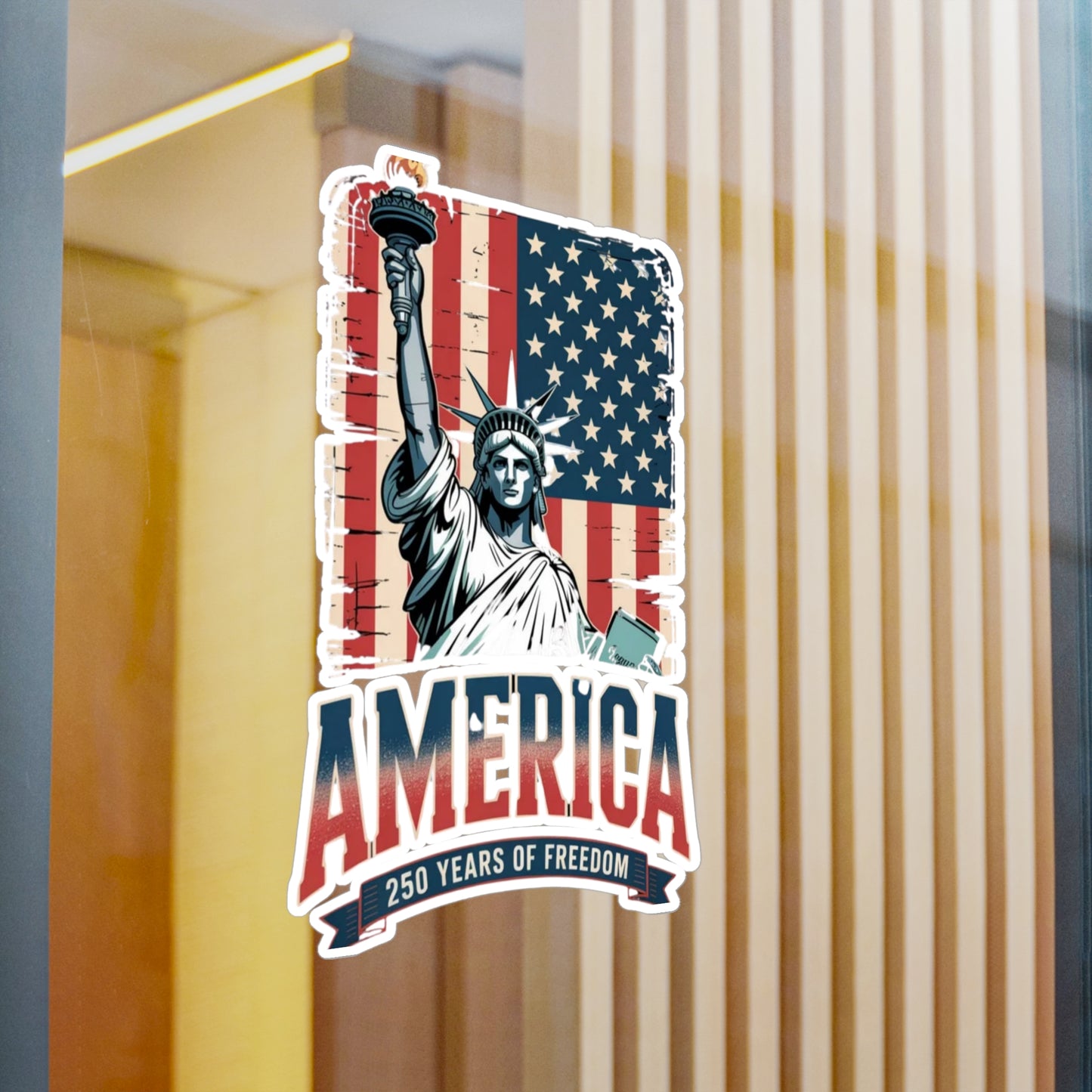 #250 Statue of Liberty American Flag 'America' Patriotic Independence Day Vinyl Kiss-Cut Decal