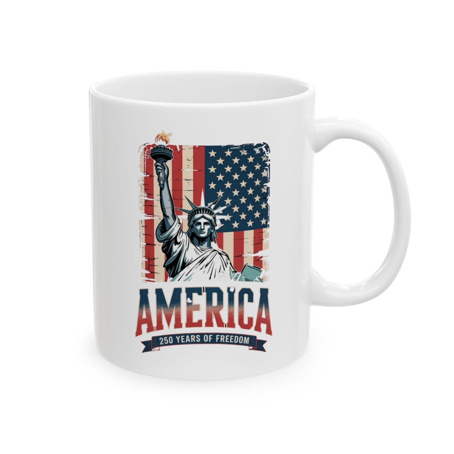 #250 Statue of Liberty American Flag 'America' Patriotic Independence Day Ceramic Mug Coffee Cup (11oz, 15oz)