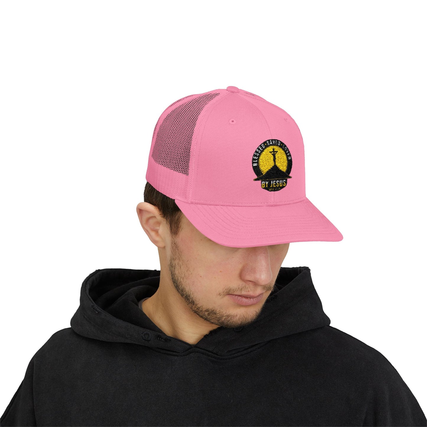 Blessed • Saved • Loved by Jesus Christian Trucker Cap - Embroidered Snapback