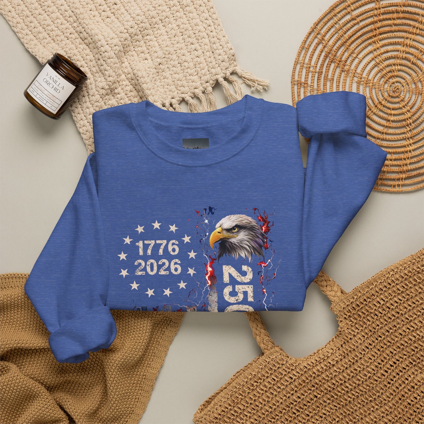 #250 1776-2026 250 Years USA Bicentennial Eagle Crewneck Sweatshirt