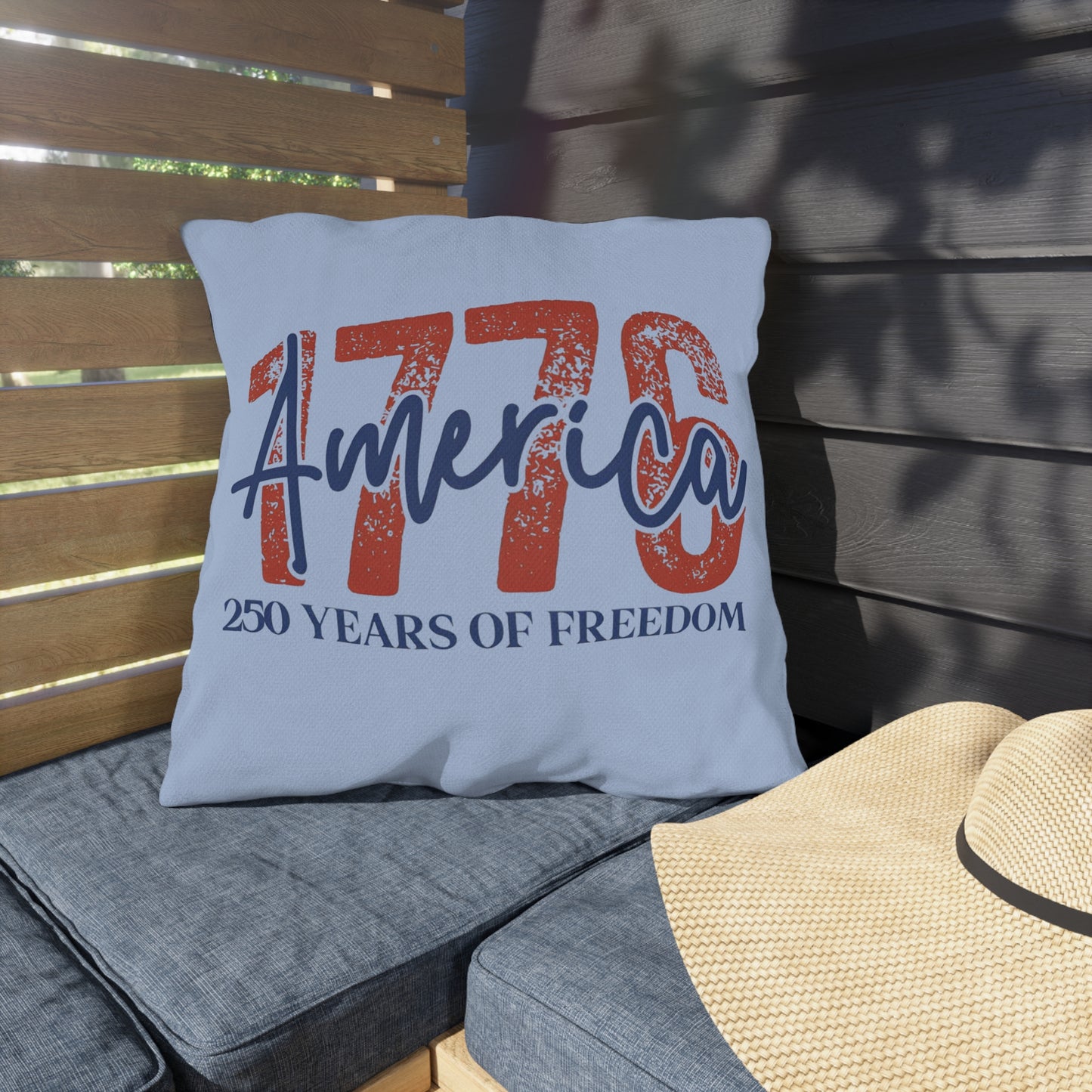 #250 1776 America: 250 Years of Freedom' Patriotic Independence Day Outdoor Throw Pillow