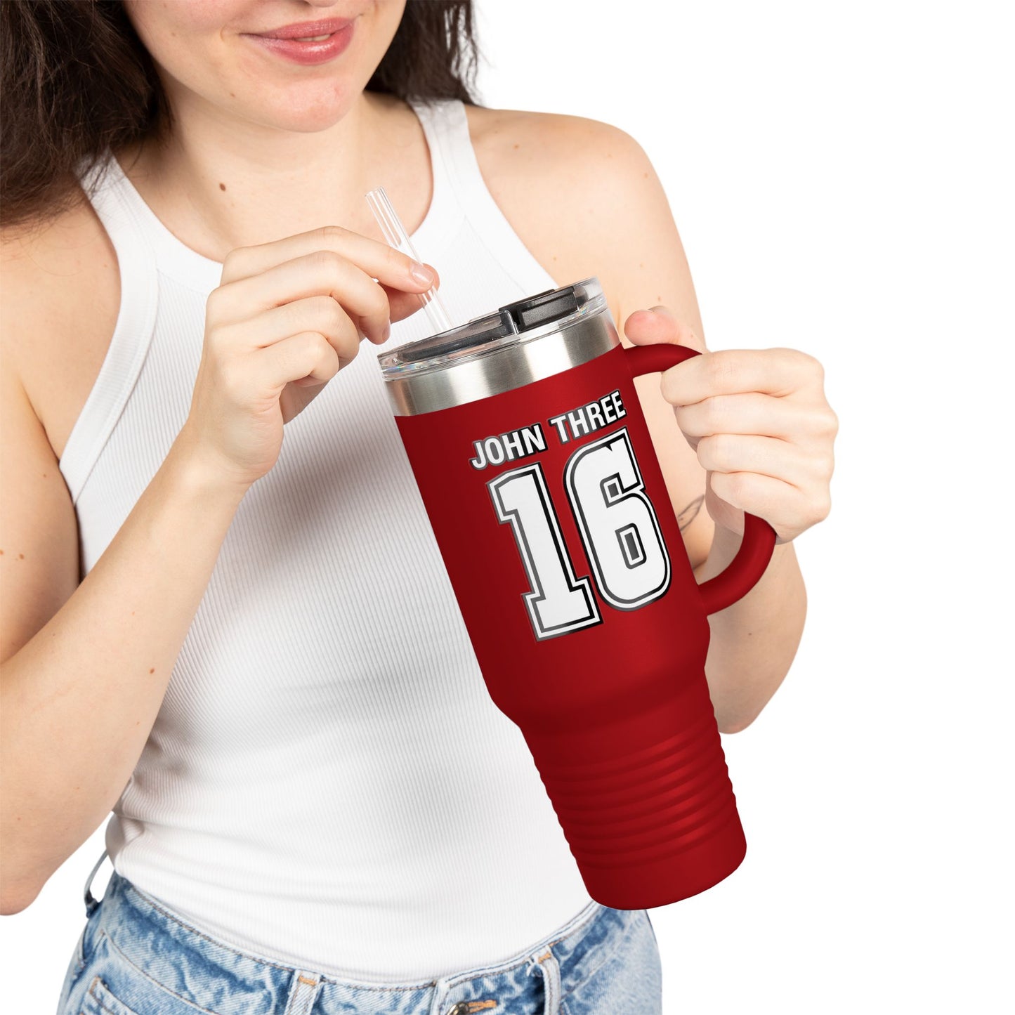 John Three 16 40oz Insulated Travel Mug — Stainless Steel Tumbler, Leak‑Resistant Cold & Hot Cup for Travel