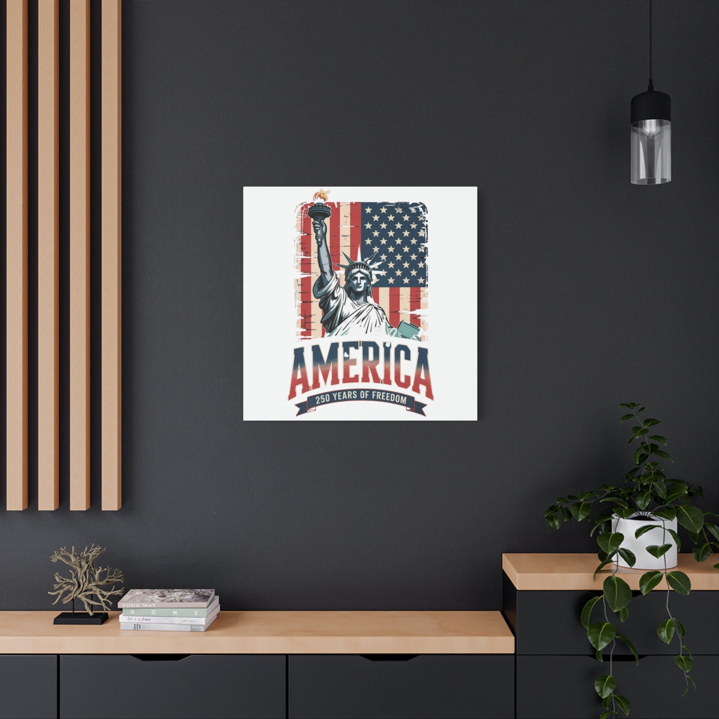 #250 Statue of Liberty American Flag 'America' Patriotic Independence Day Matte Canvas Wall Art