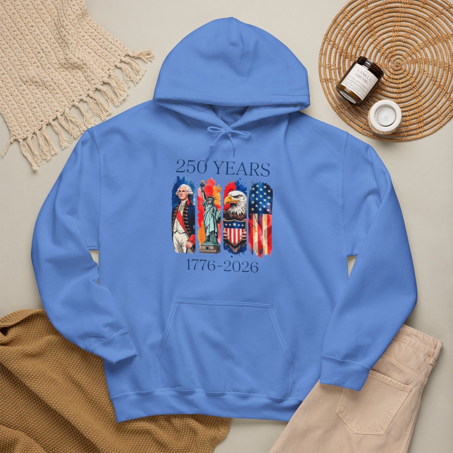 #250 250 Years American History Celebration 1776–2026 Patriotic Hoodie