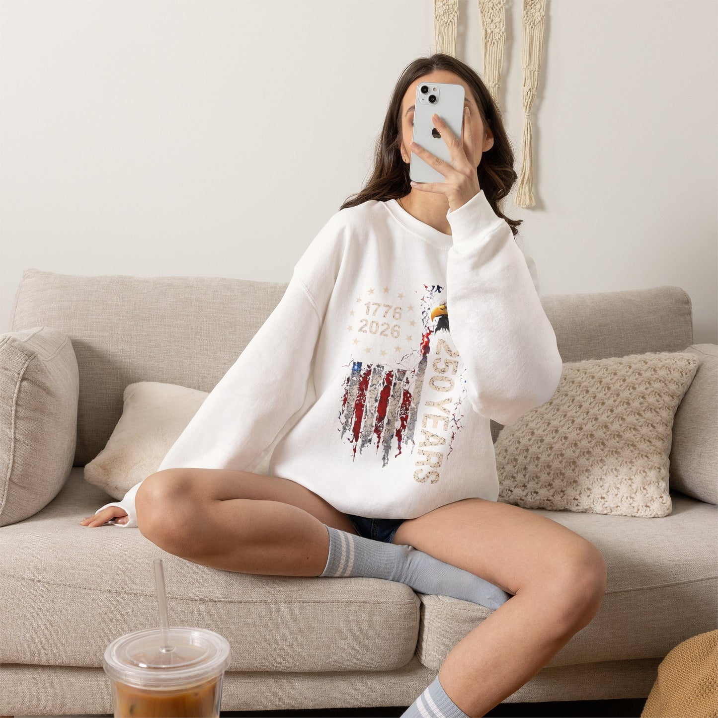#250 1776-2026 250 Years USA Bicentennial Eagle Crewneck Sweatshirt