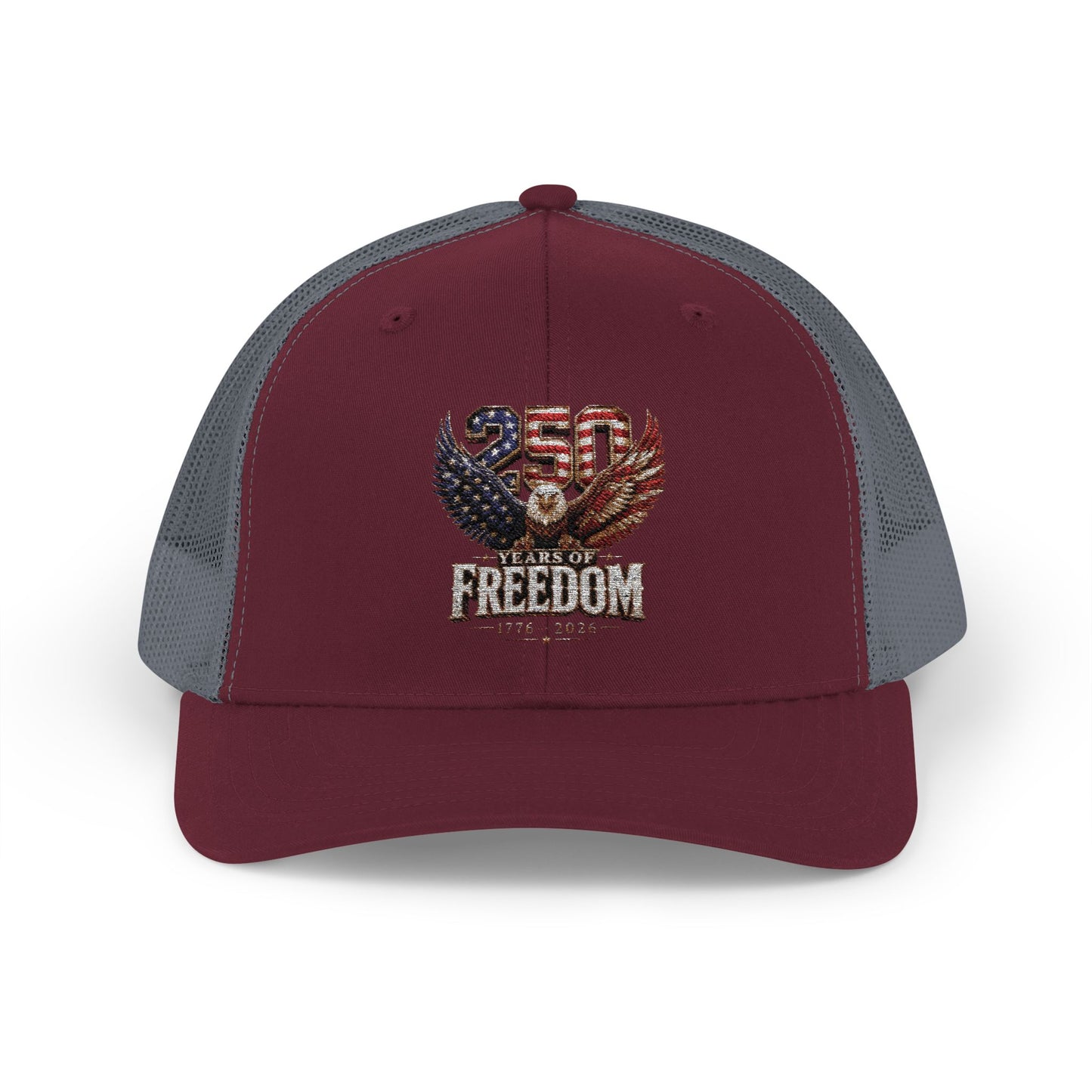 #250 250 Years of Freedom Eagle Patriotic American Flag Anniversary (1776–2026) Snapback Trucker Cap