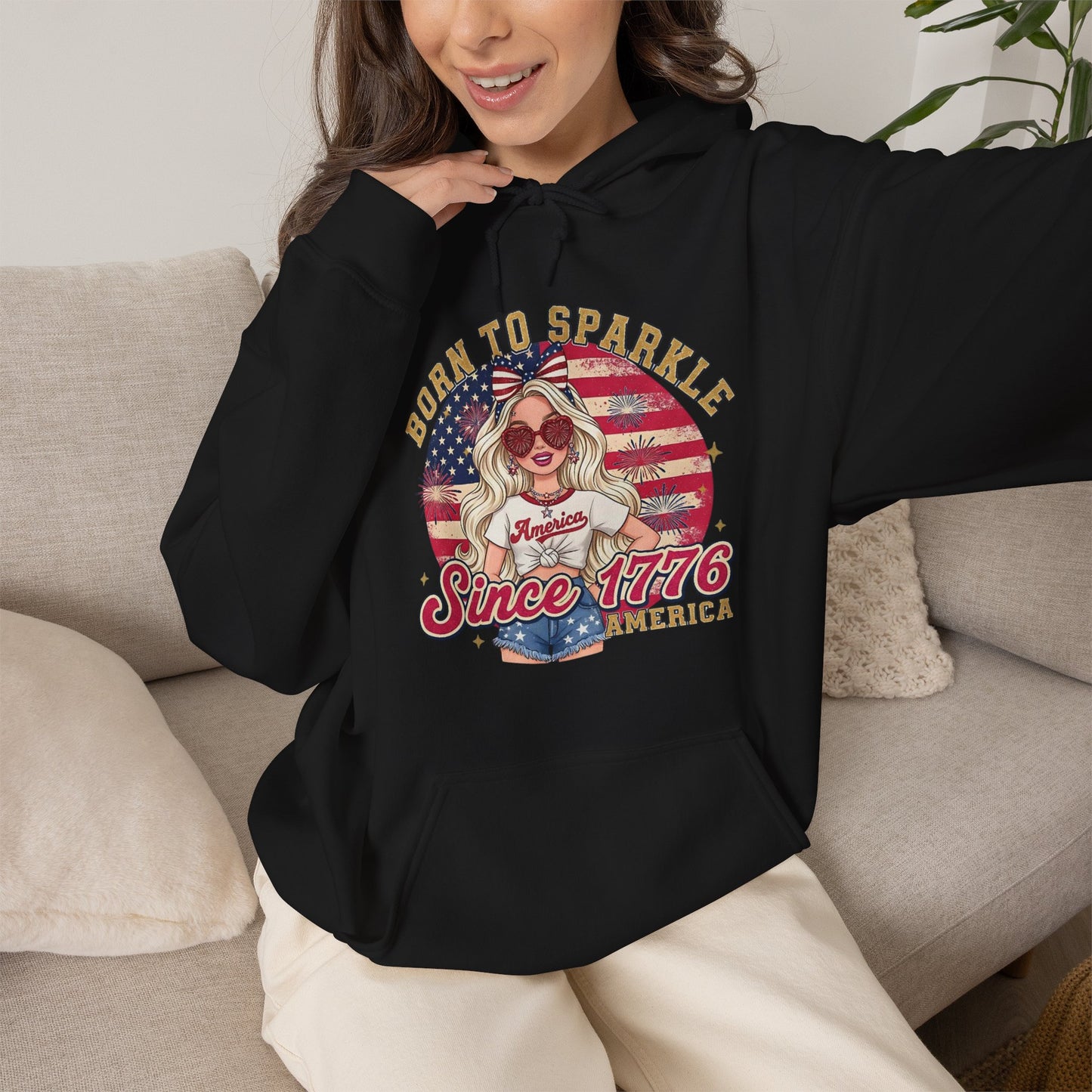 #250 "Born to Sparkle Since 1776" Patriotic Hoodie