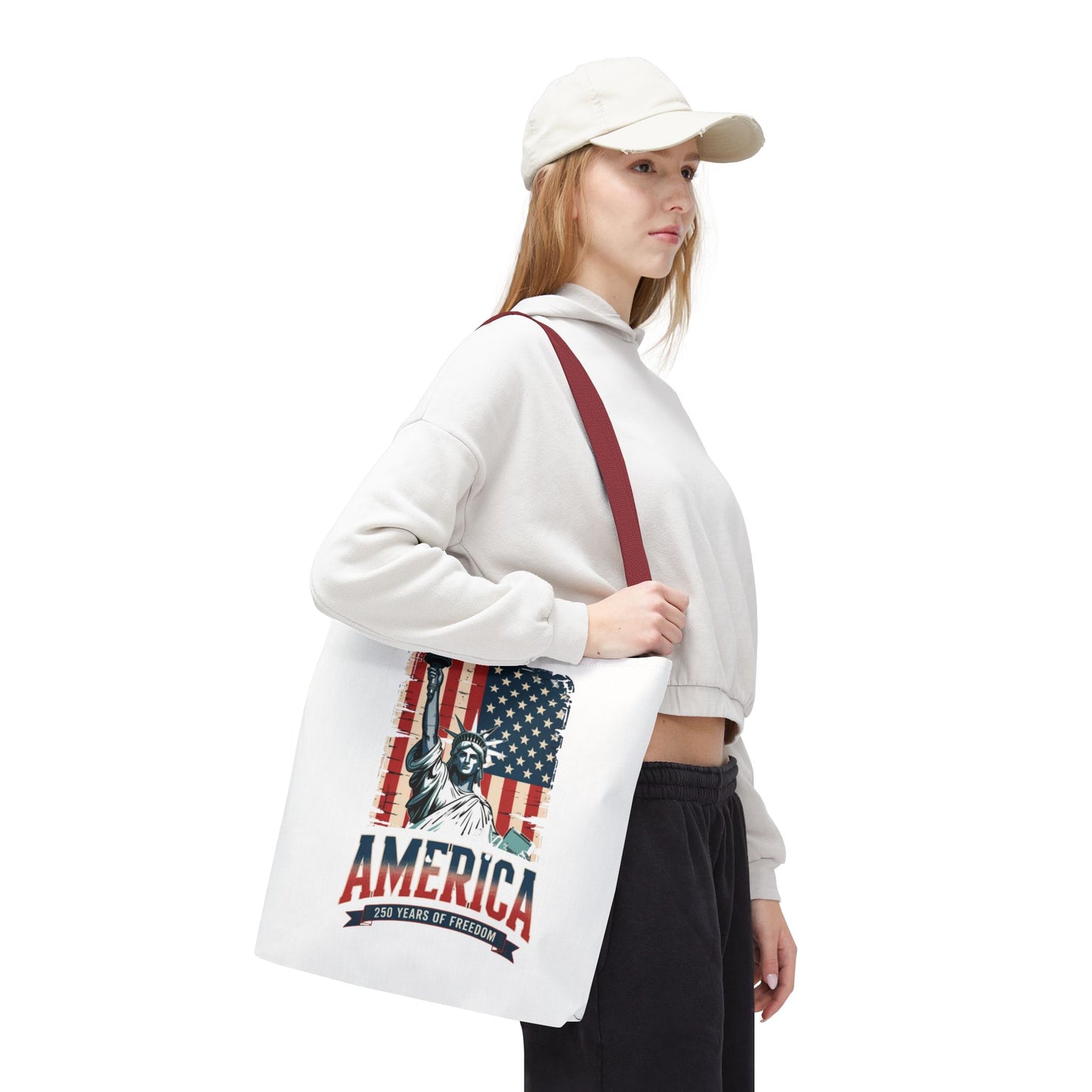 #250 Statue of Liberty American Flag 'America' Patriotic Independence Day Tote Bag
