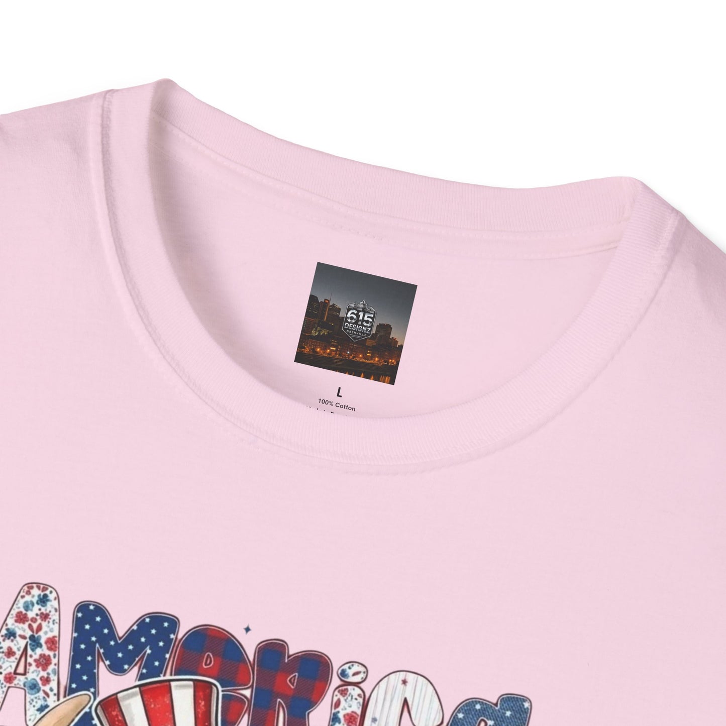 #250 American Flag Bubblegum Patriotic Highland Cow T-Shirt