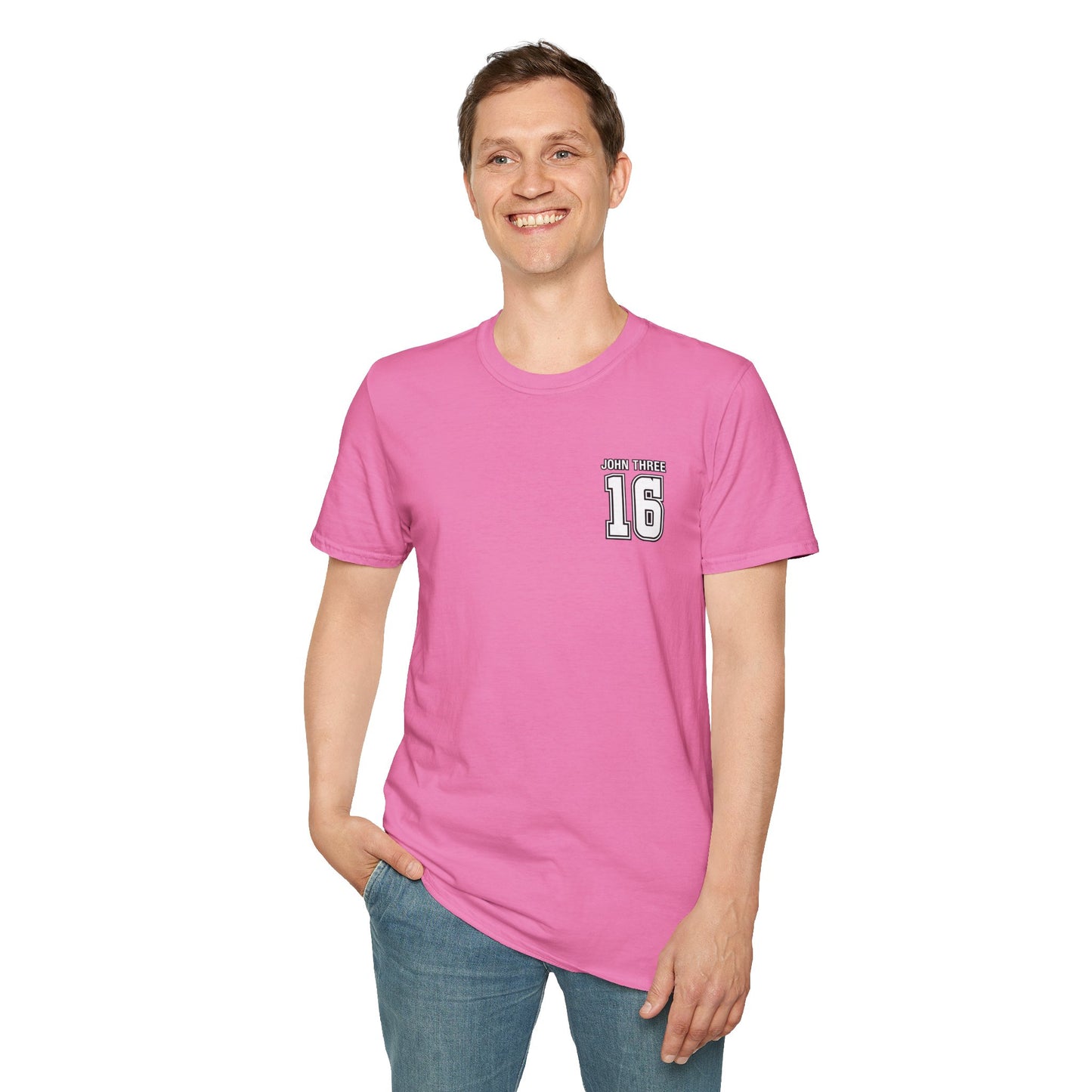 John Three 16 Chest and Back Jersey Print with Scripture Tee