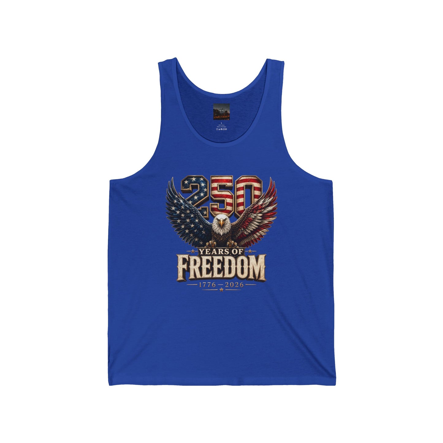 #250 250 Years of Freedom Eagle Patriotic American Flag Anniversary (1776–2026) Jersey Tank Top