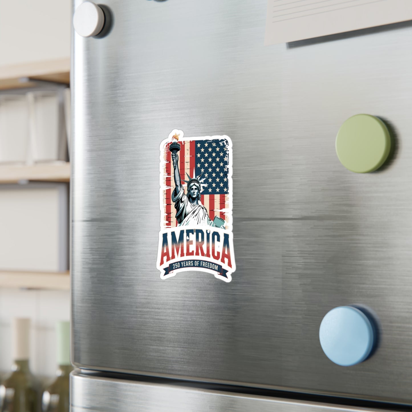 #250 Statue of Liberty American Flag 'America' Patriotic Independence Day Vinyl Kiss-Cut Decal