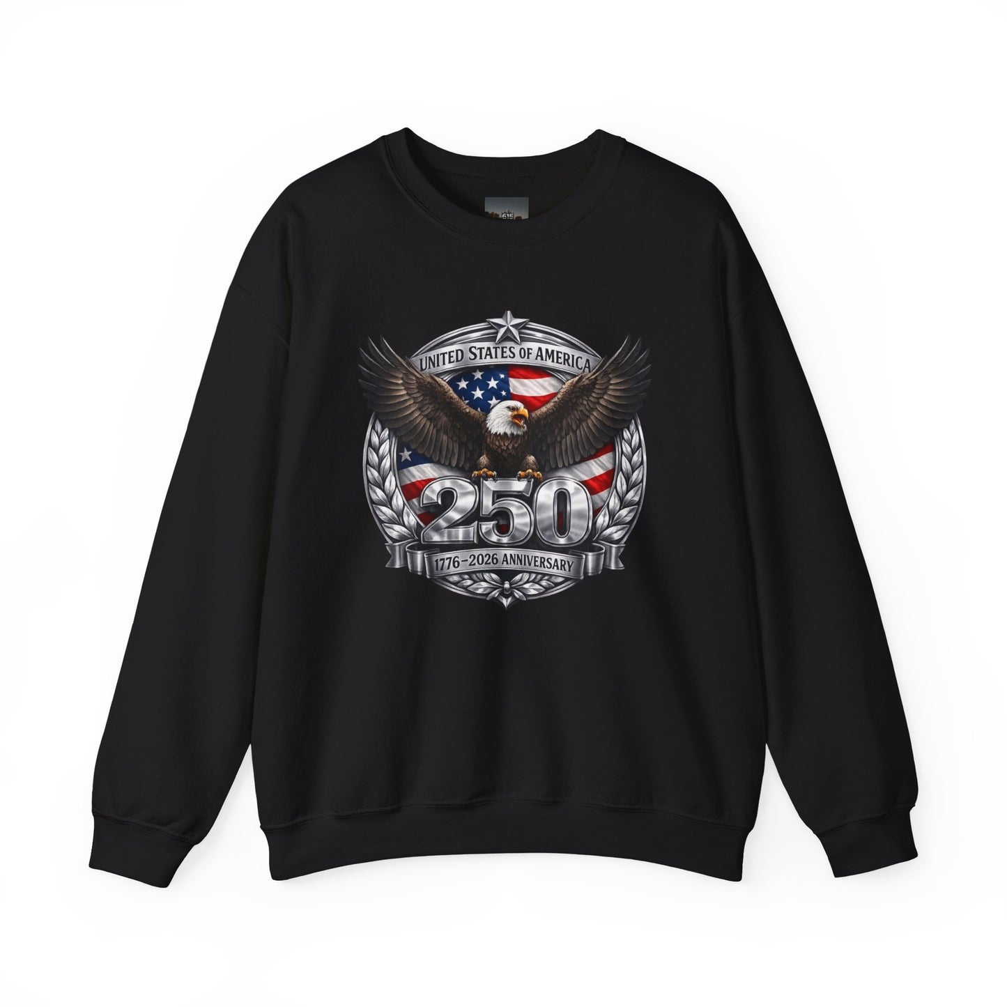 #250 Patriotic Bald Eagle 250 United States Emblem Crewneck Sweatshirt