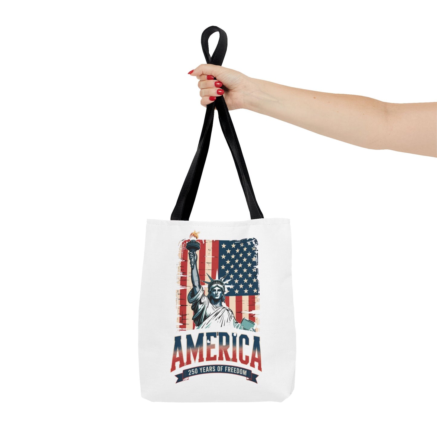 #250 Statue of Liberty American Flag 'America' Patriotic Independence Day Tote Bag